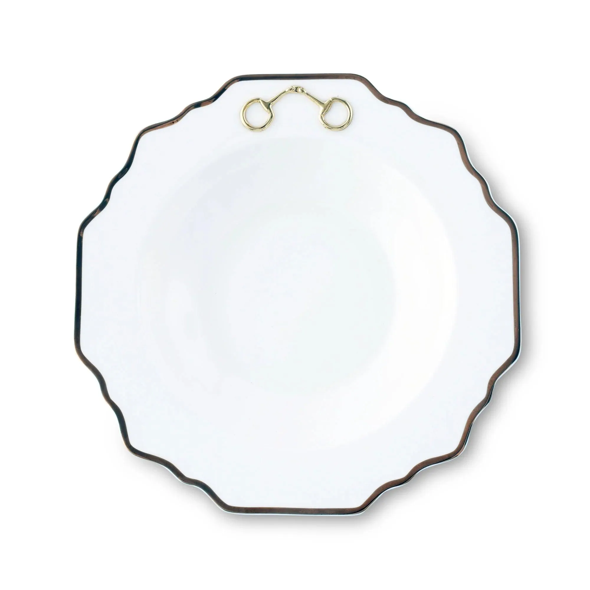 Snaffle Bit Gold Scallop Soup Bowl