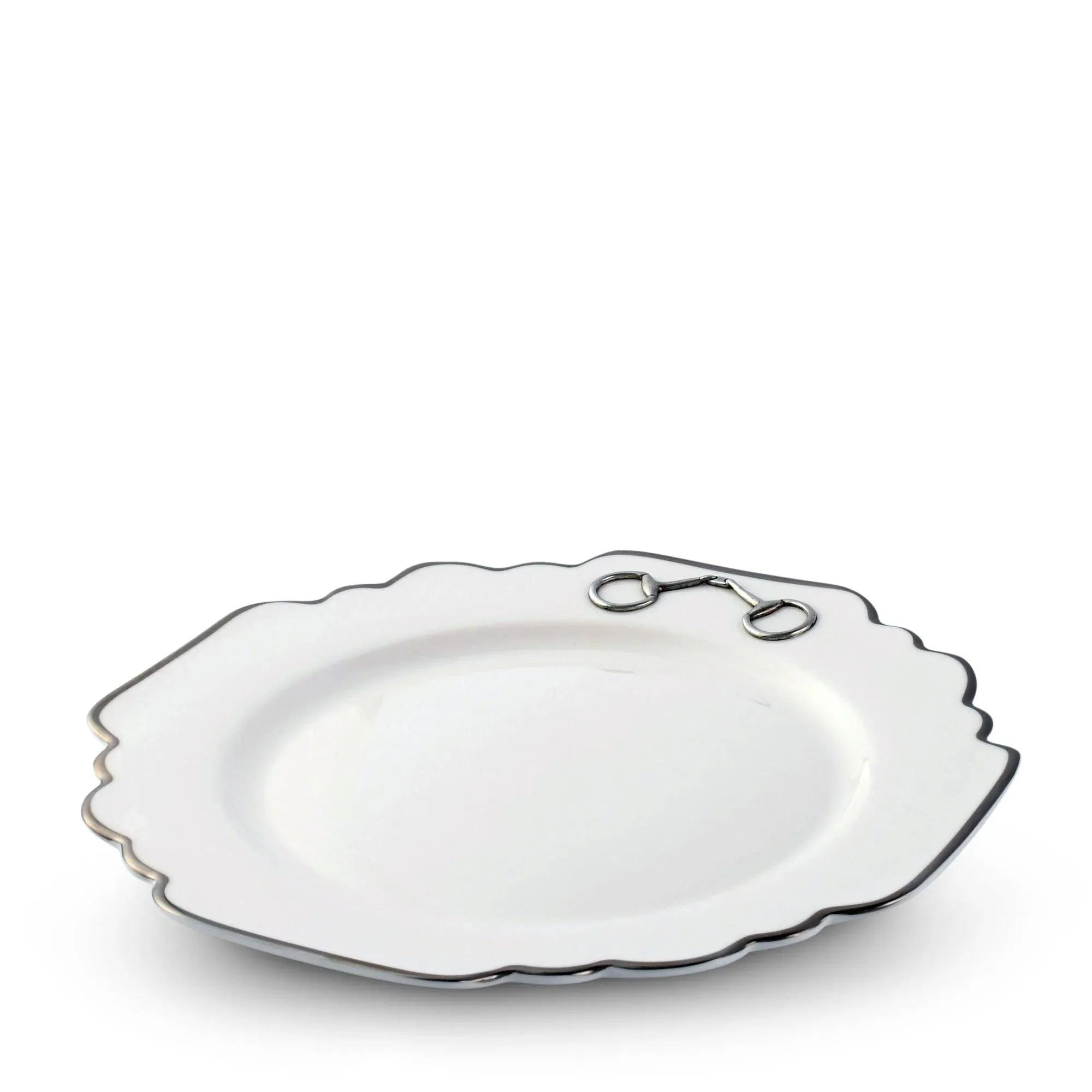 Snaffle Bit Platinum Scallop Dinner Plate