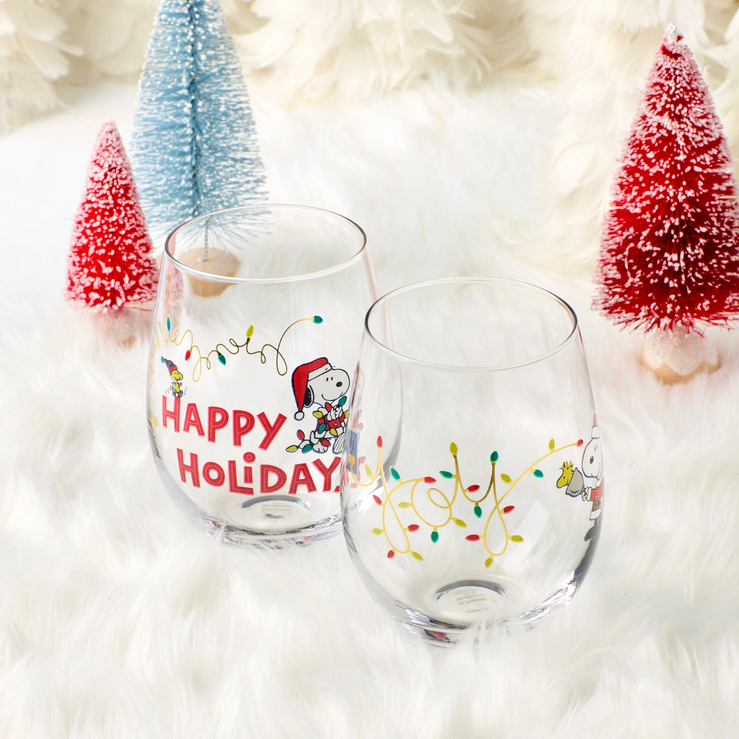 Snoopy Christmas Glass Tumblers - Set Of 4