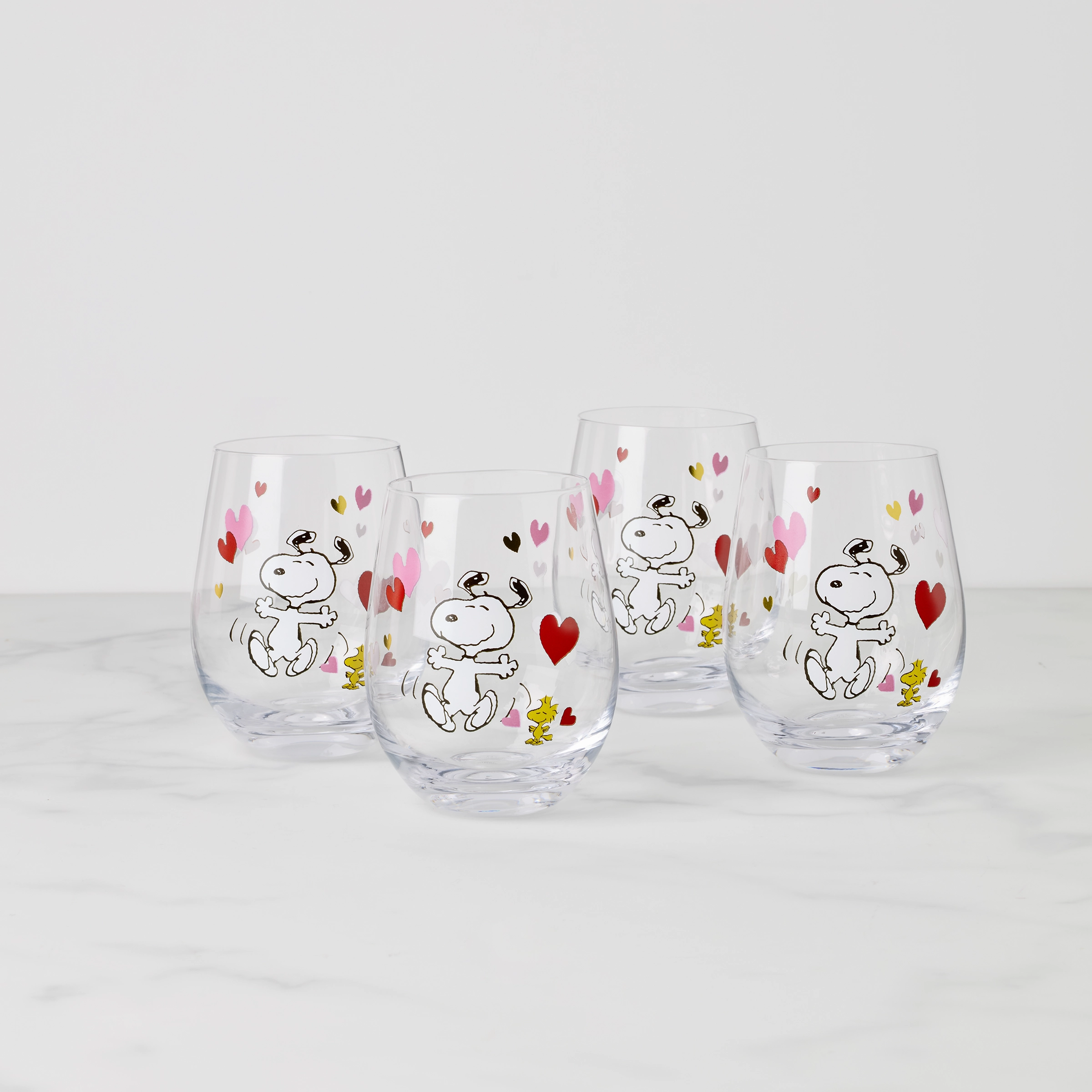Snoopy Valentine's Day Tumblers - Set Of 4