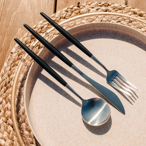 Sojourn Black Satin Pom 20 Piece Flatware Set
