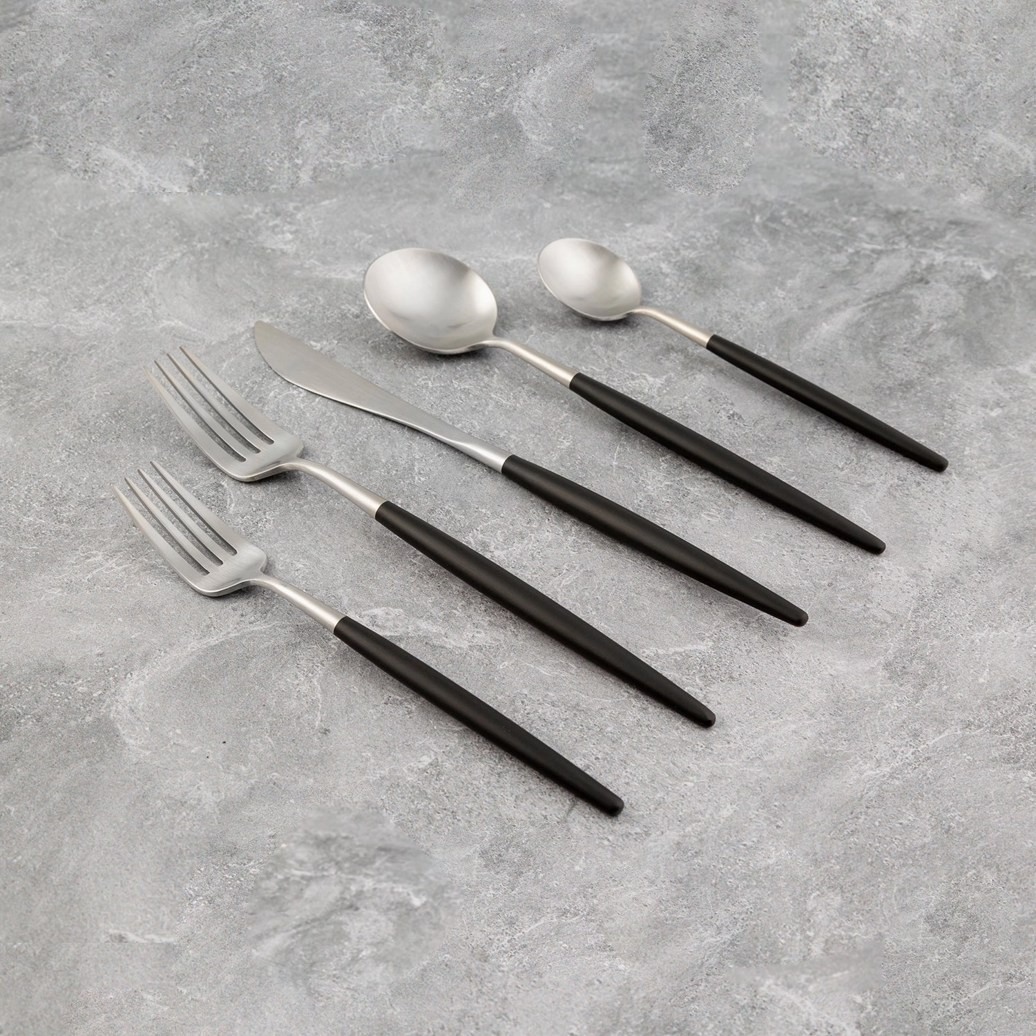 Sojourn Black Satin Pom 20 Piece Flatware Set