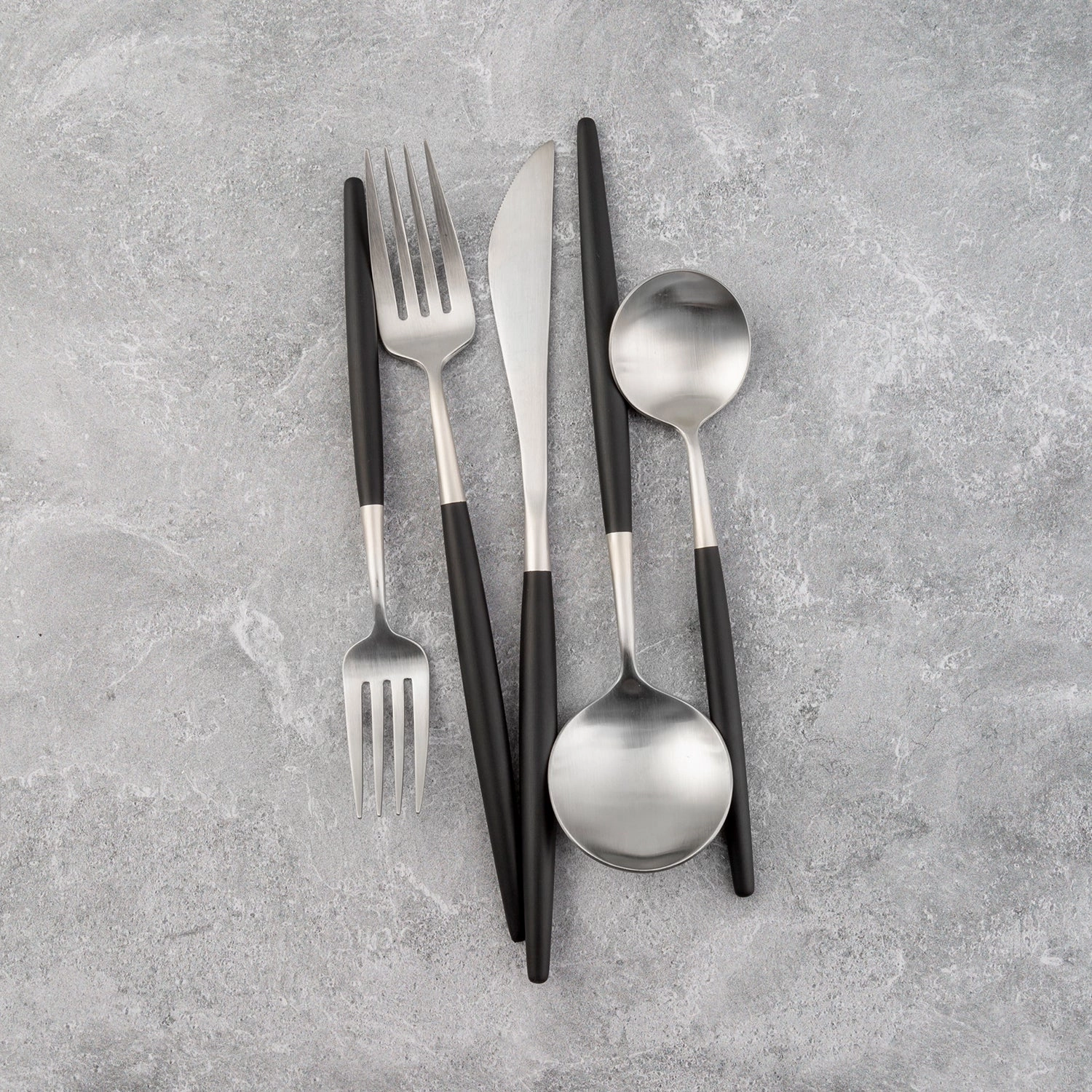 Sojourn Black Satin Pom 20 Piece Flatware Set