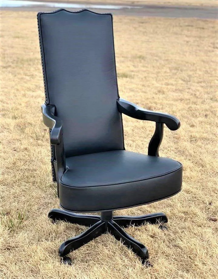 Solid Black Leather Western Office Chair gaming chair, computer chair