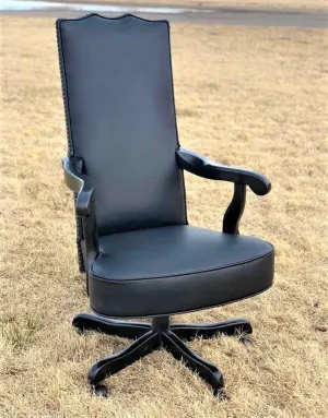 Solid Black Leather Western Office Chair gaming chair, computer chair