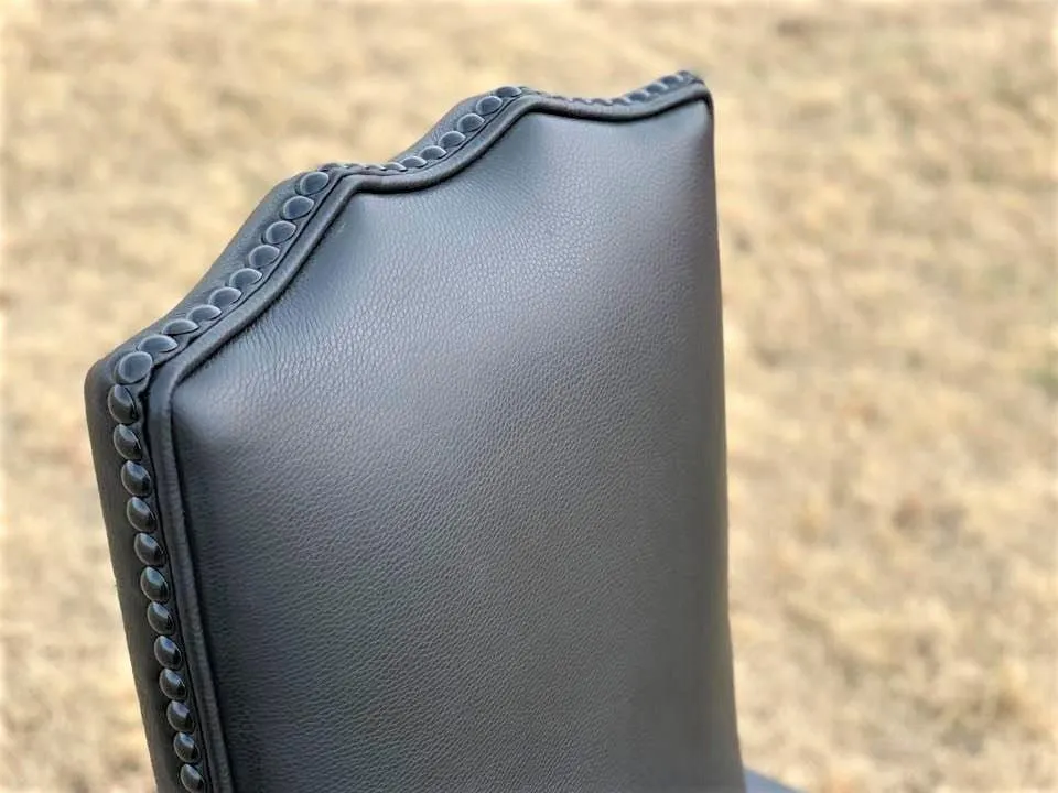 Solid Black Leather Western Office Chair
