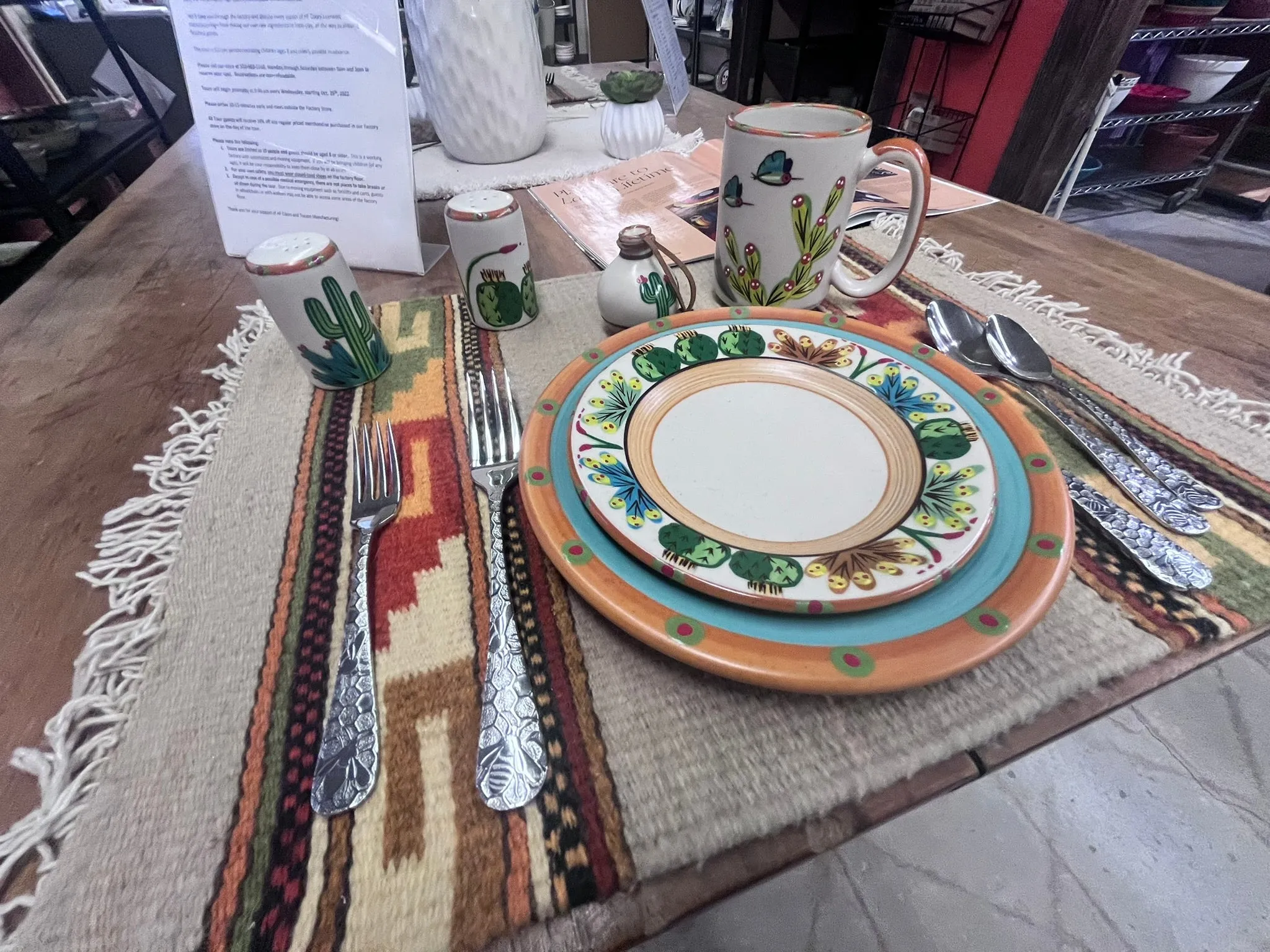Sonoran Desert Hand-Painted Dinnerware Set - Southwestern Elegance