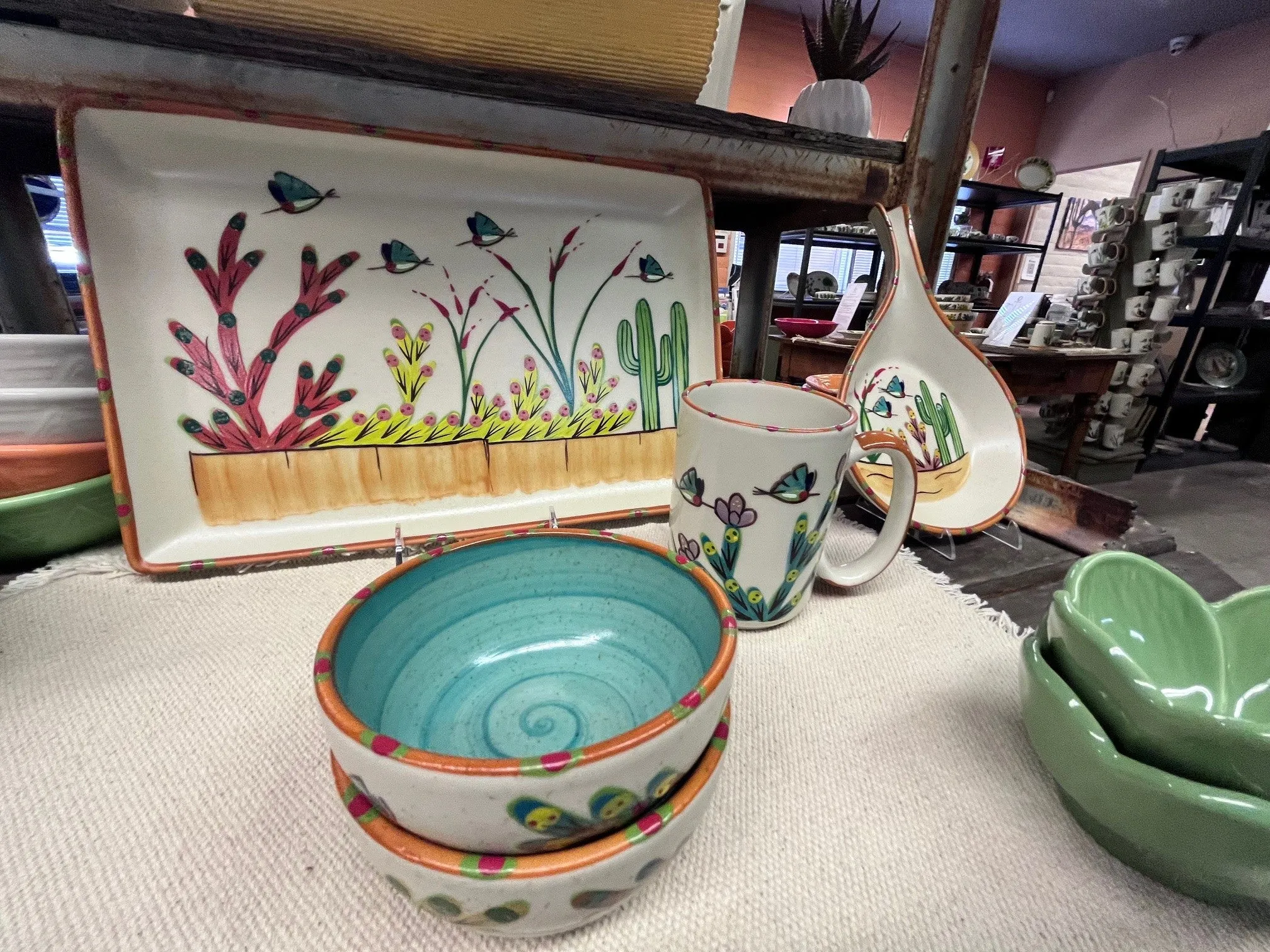 Sonoran Desert Hand-Painted Dinnerware Set - Southwestern Elegance