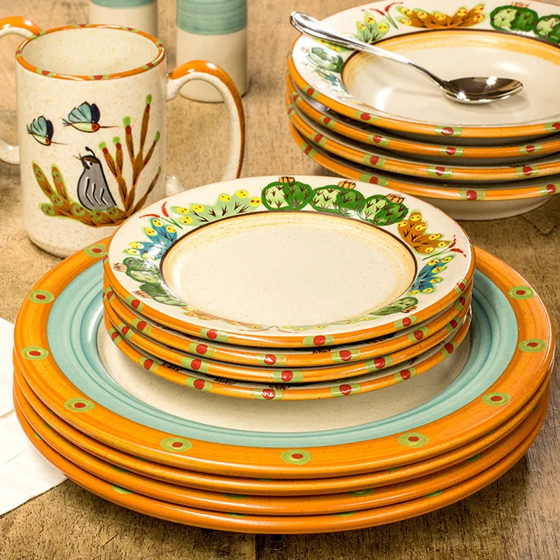 Sonoran Desert Hand-Painted Dinnerware Set - Southwestern Elegance