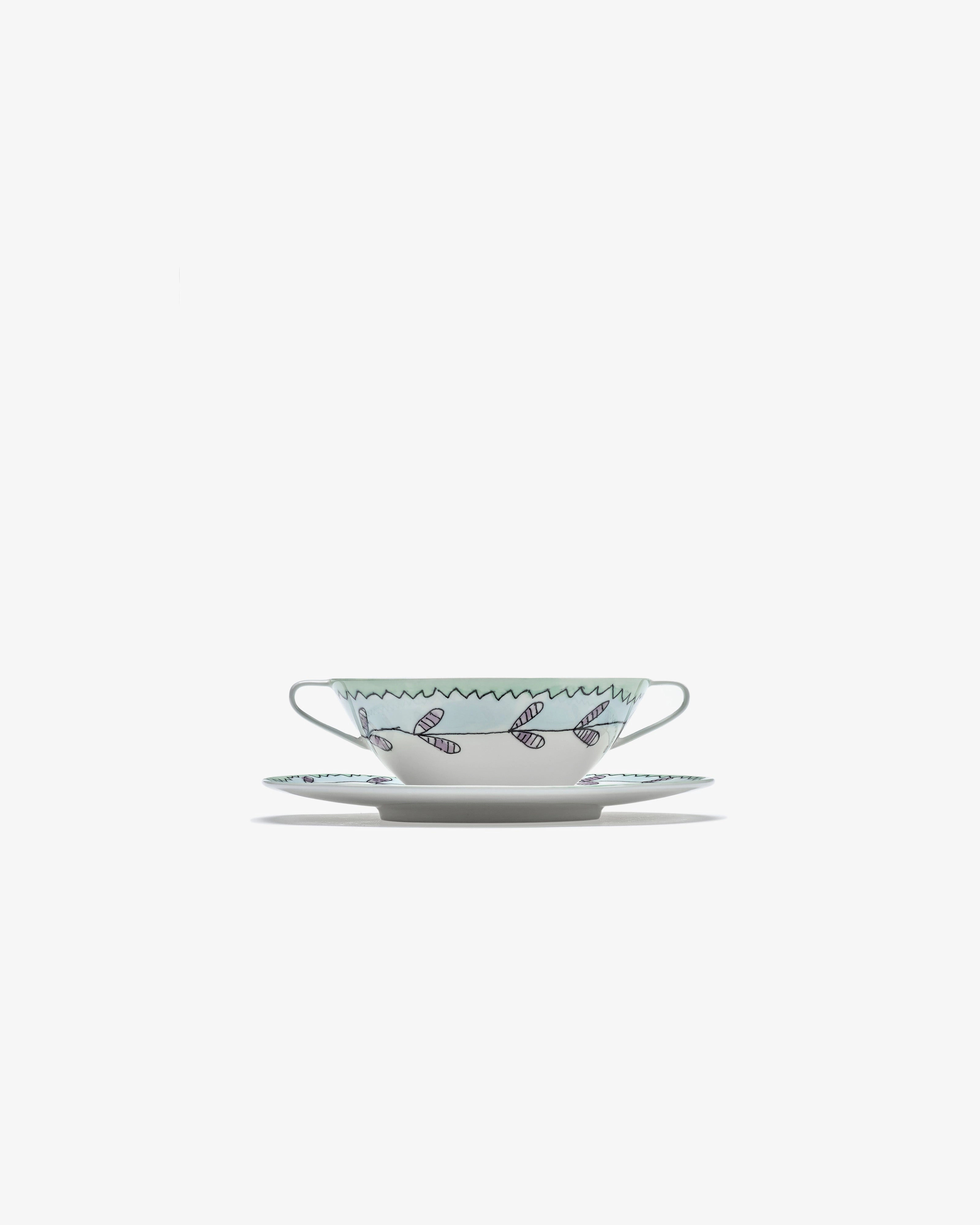 Soup bowl with saucer Blossom milk Midnight Flowers