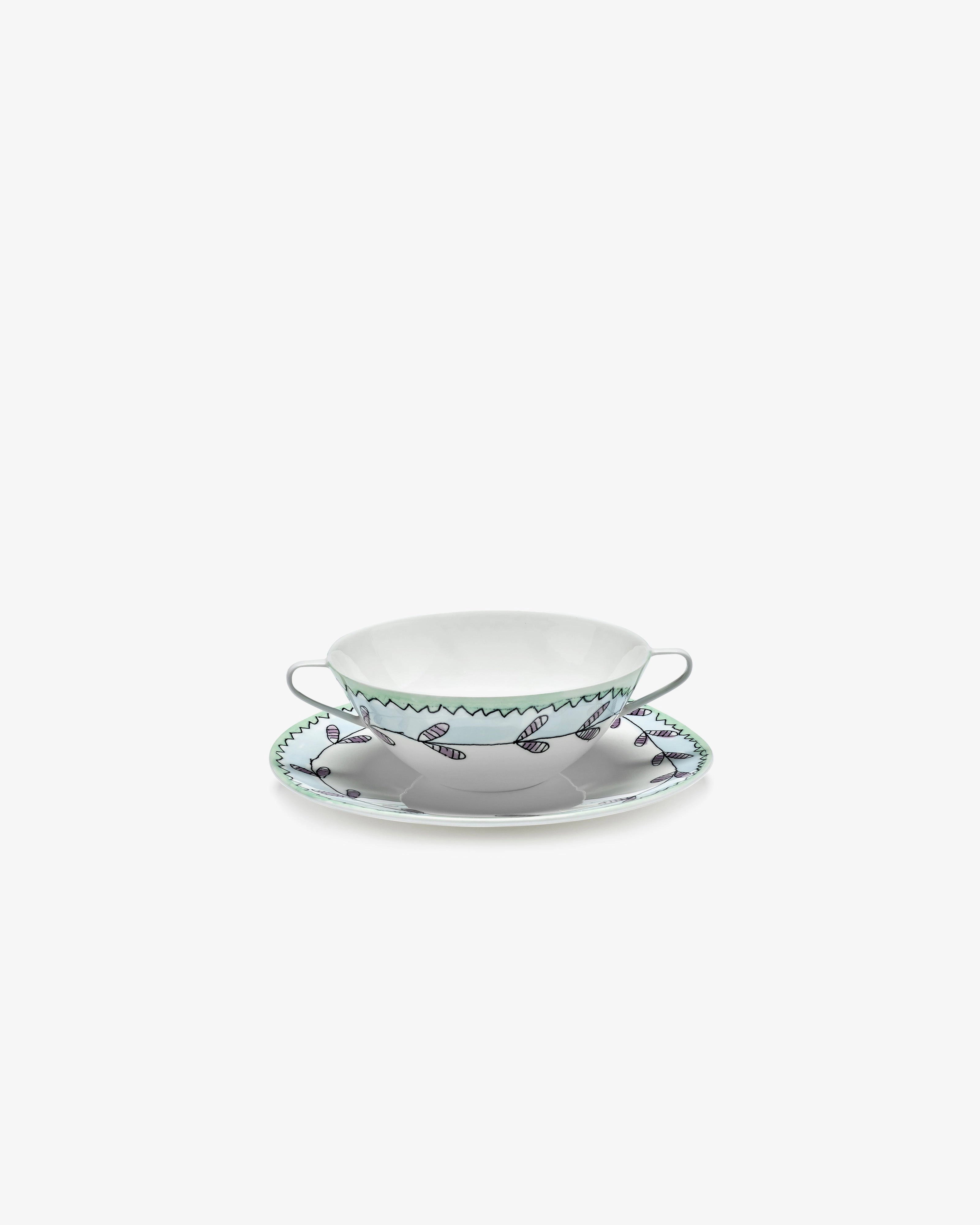 Soup bowl with saucer Blossom milk Midnight Flowers