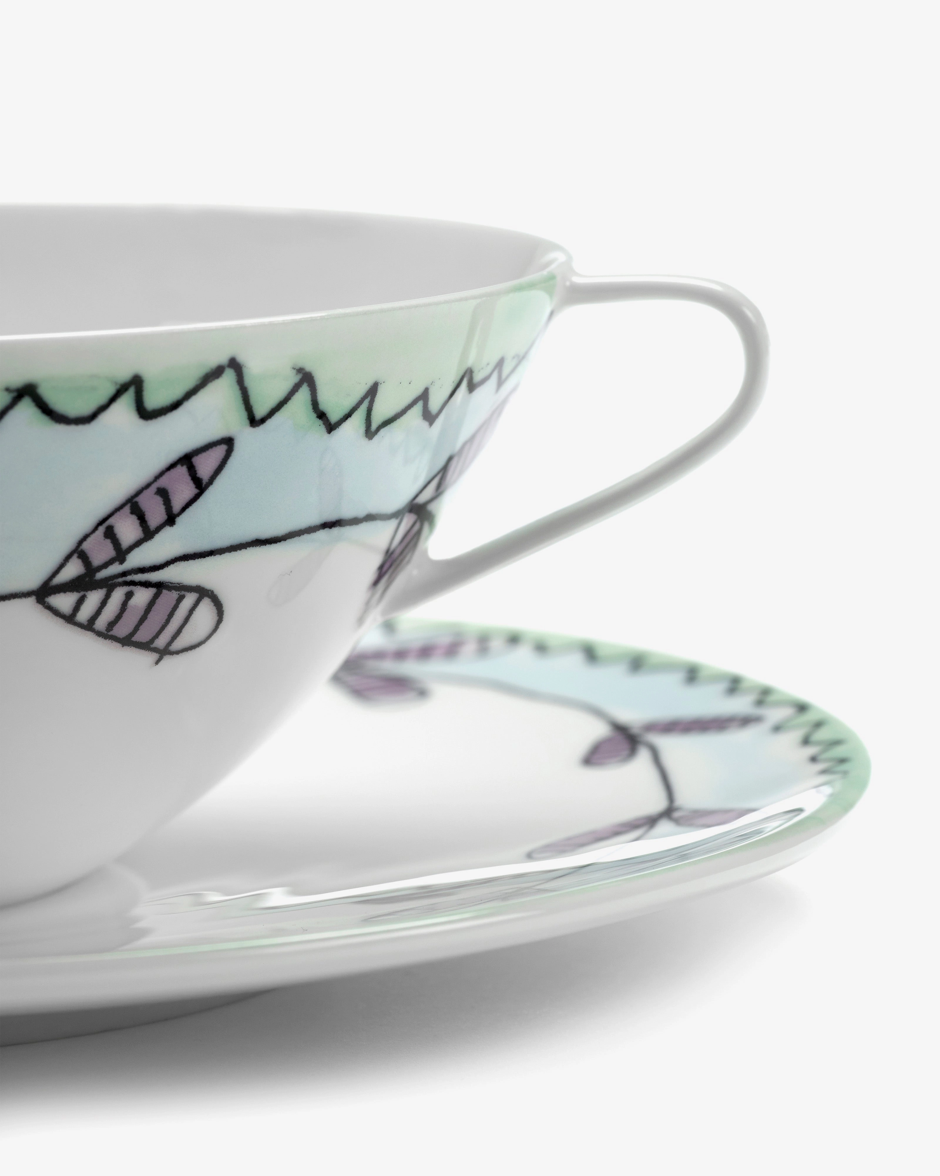 Soup bowl with saucer Blossom milk Midnight Flowers