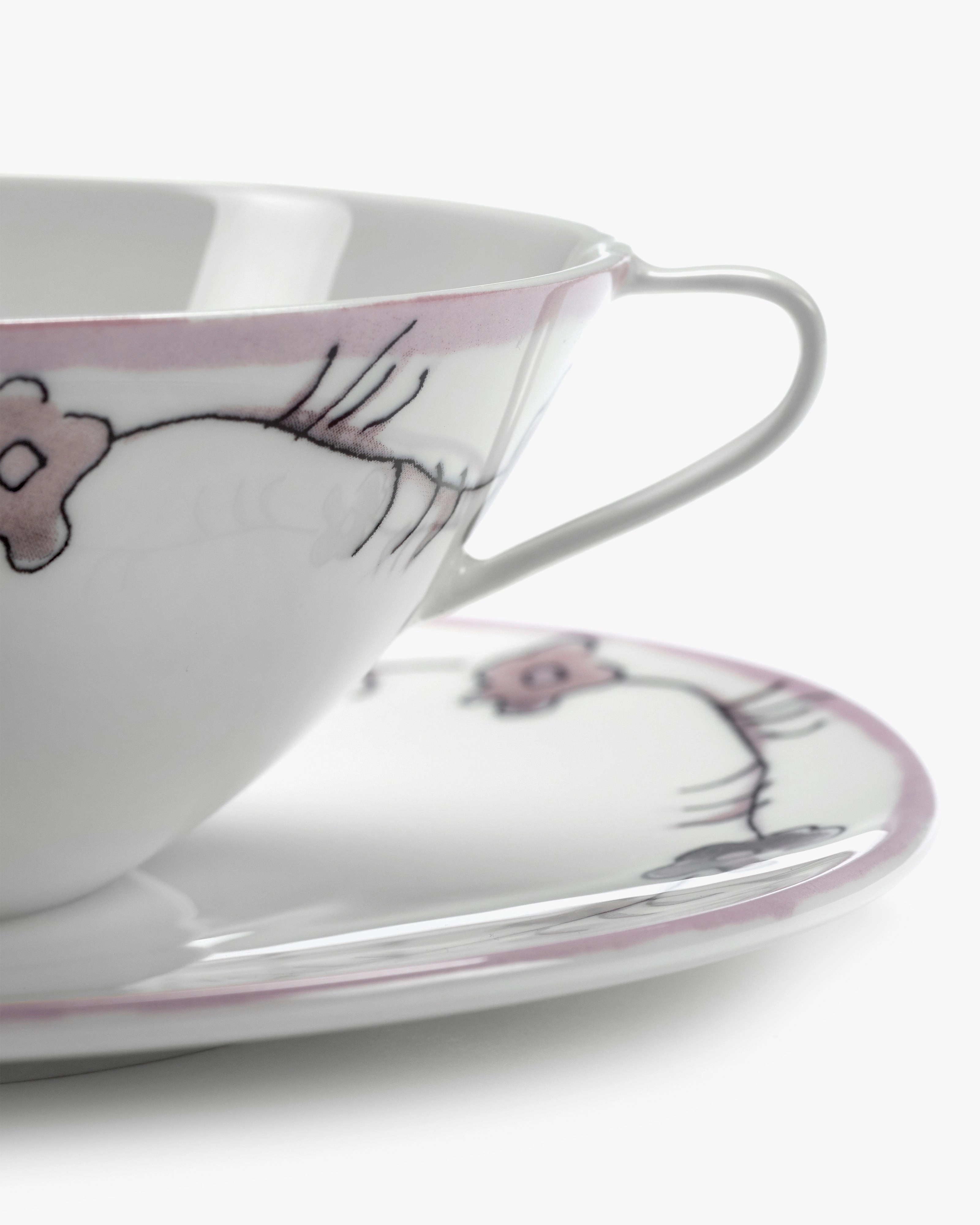 Soup bowl with saucer Dark viola Midnight Flowers