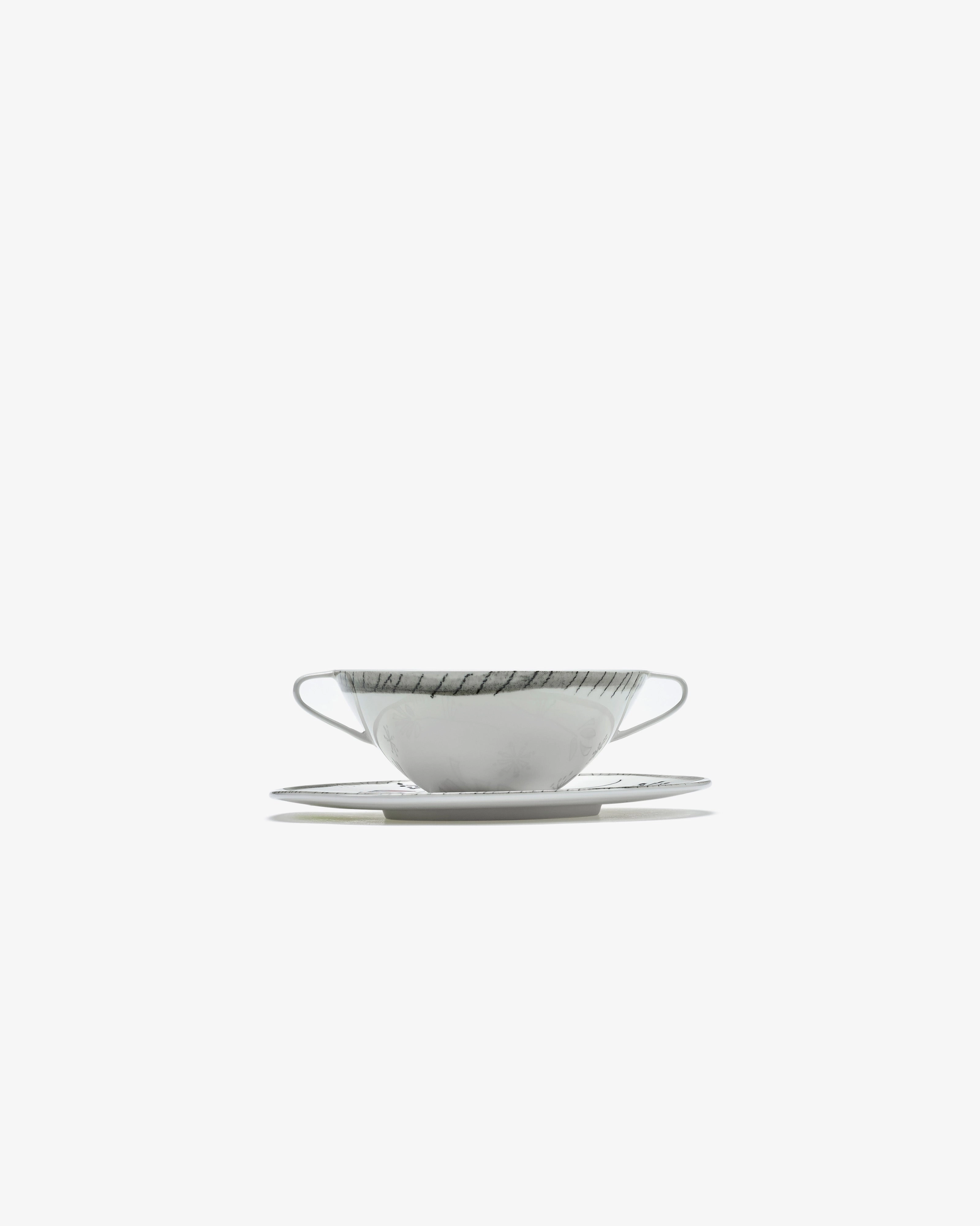 Soup bowl with saucer Fiore rosa Midnight Flowers