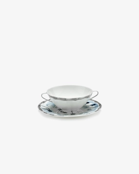 Soup bowl with saucer Mirtillo tea Midnight Flowers