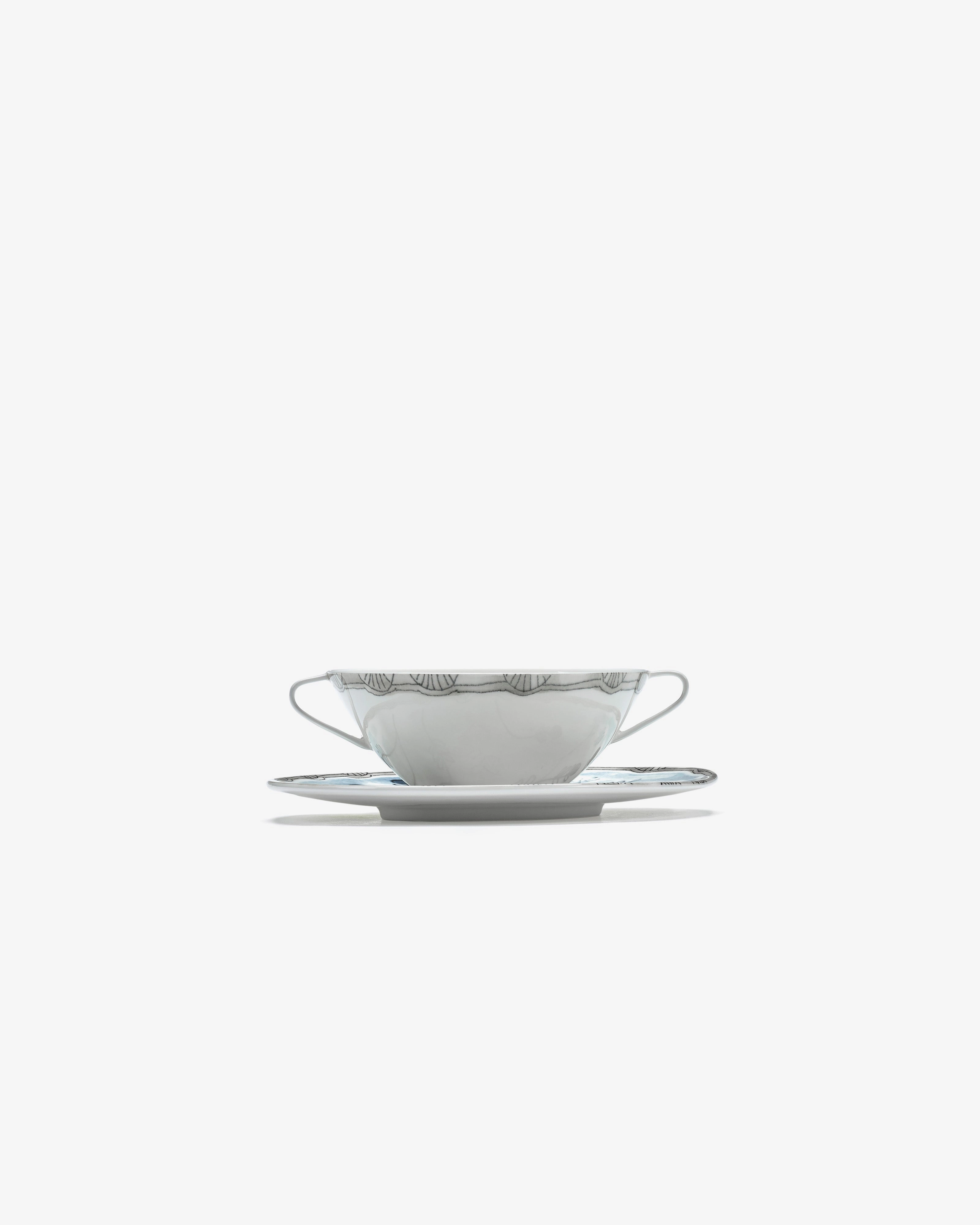Soup bowl with saucer Mirtillo tea Midnight Flowers