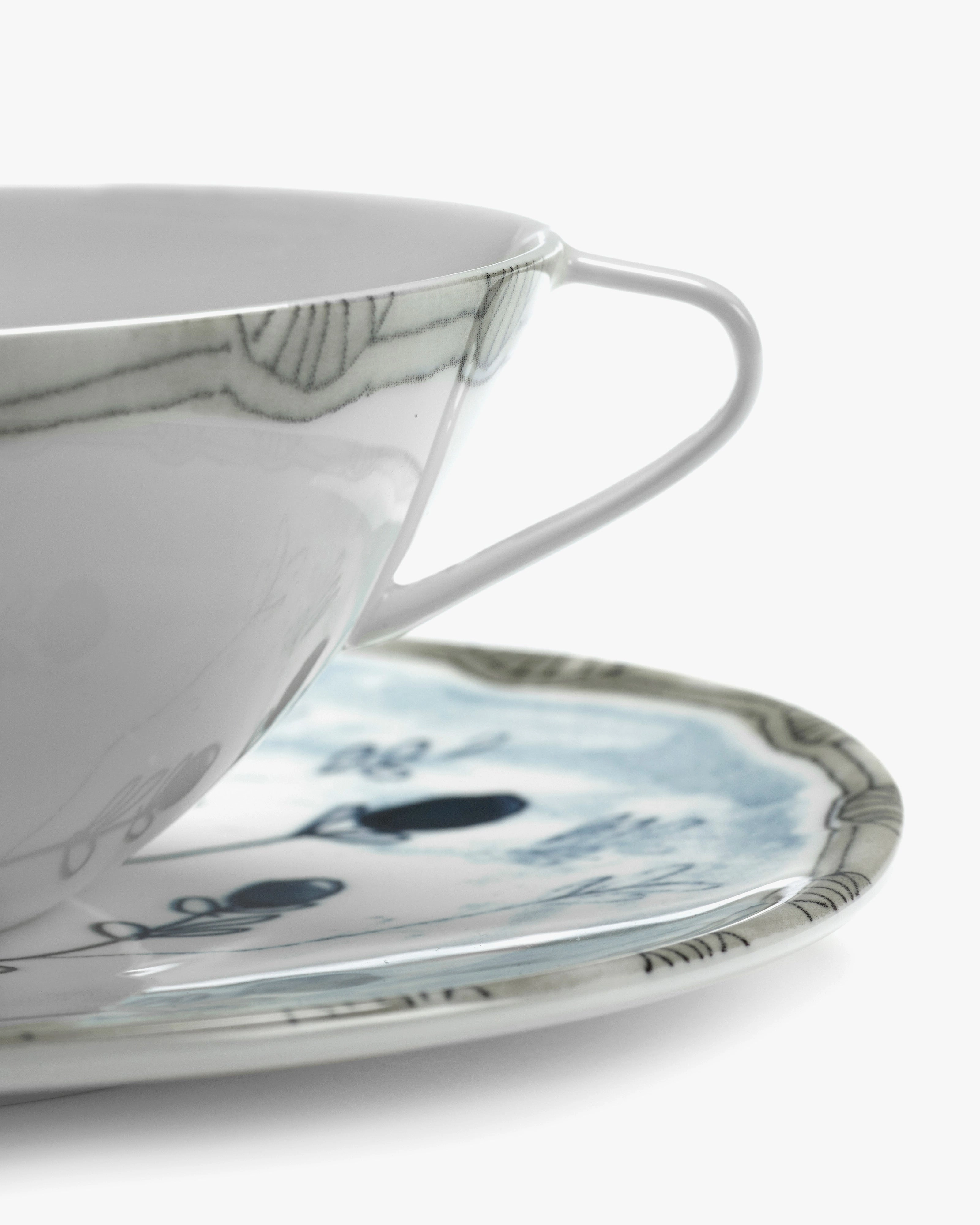 Soup bowl with saucer Mirtillo tea Midnight Flowers