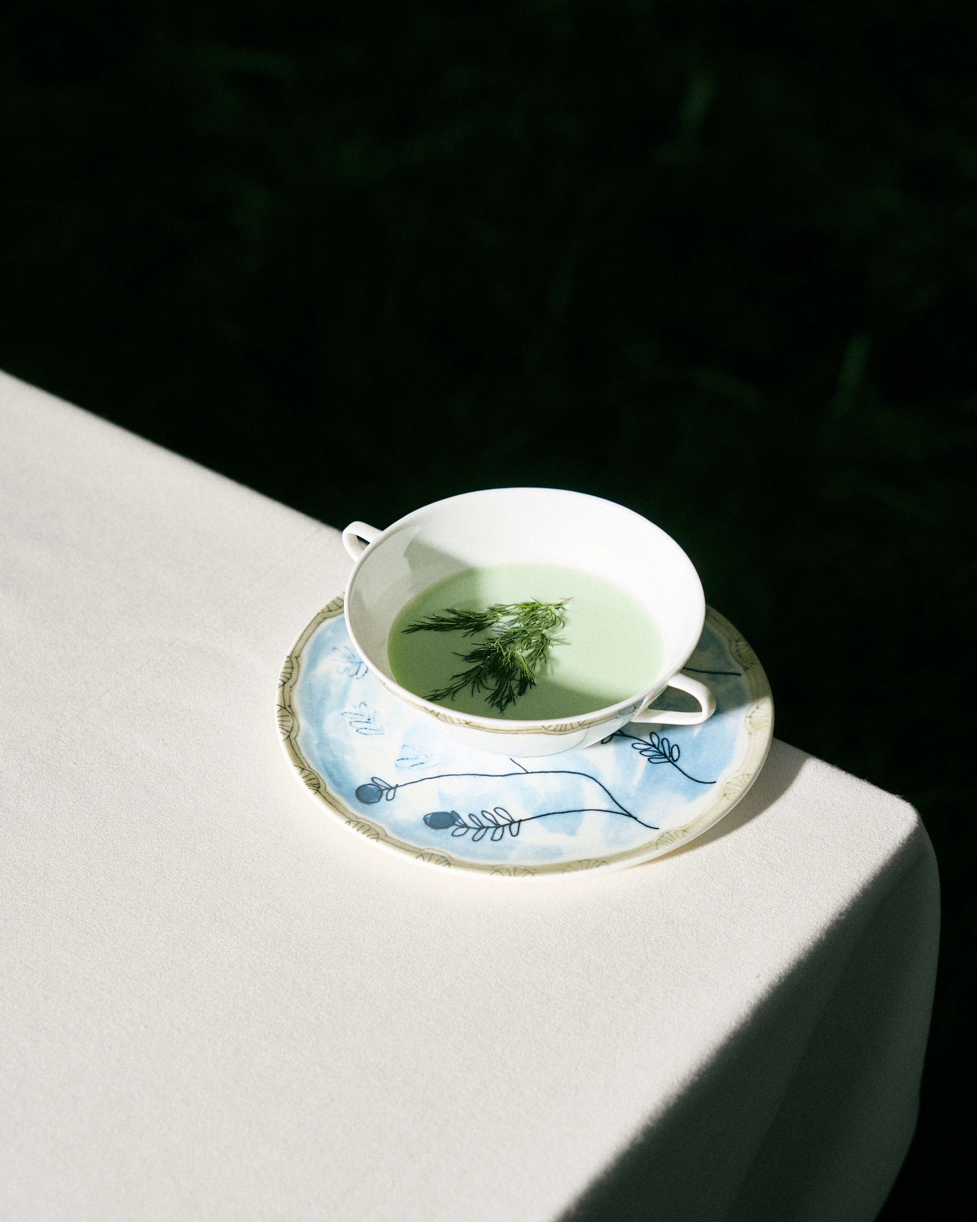 Soup bowl with saucer Mirtillo tea Midnight Flowers