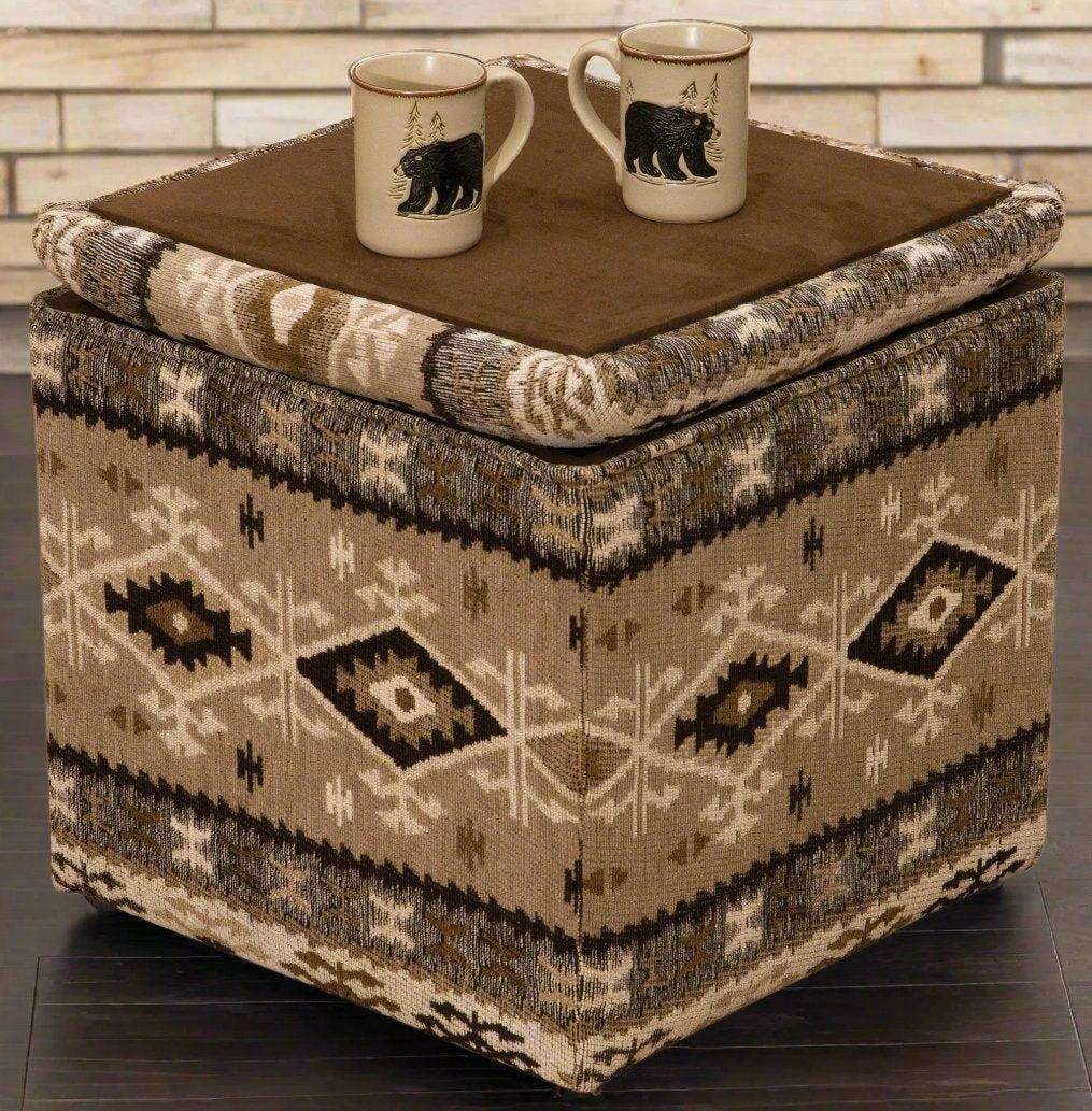 Southwest Cube Ottoman with Storage table runner, placemat