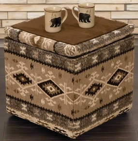 Southwest Cube Ottoman with Storage table runner, placemat