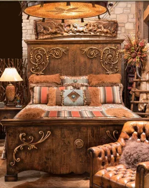 Spanish Hacienda Carved Bed bedroom furniture, nightstand