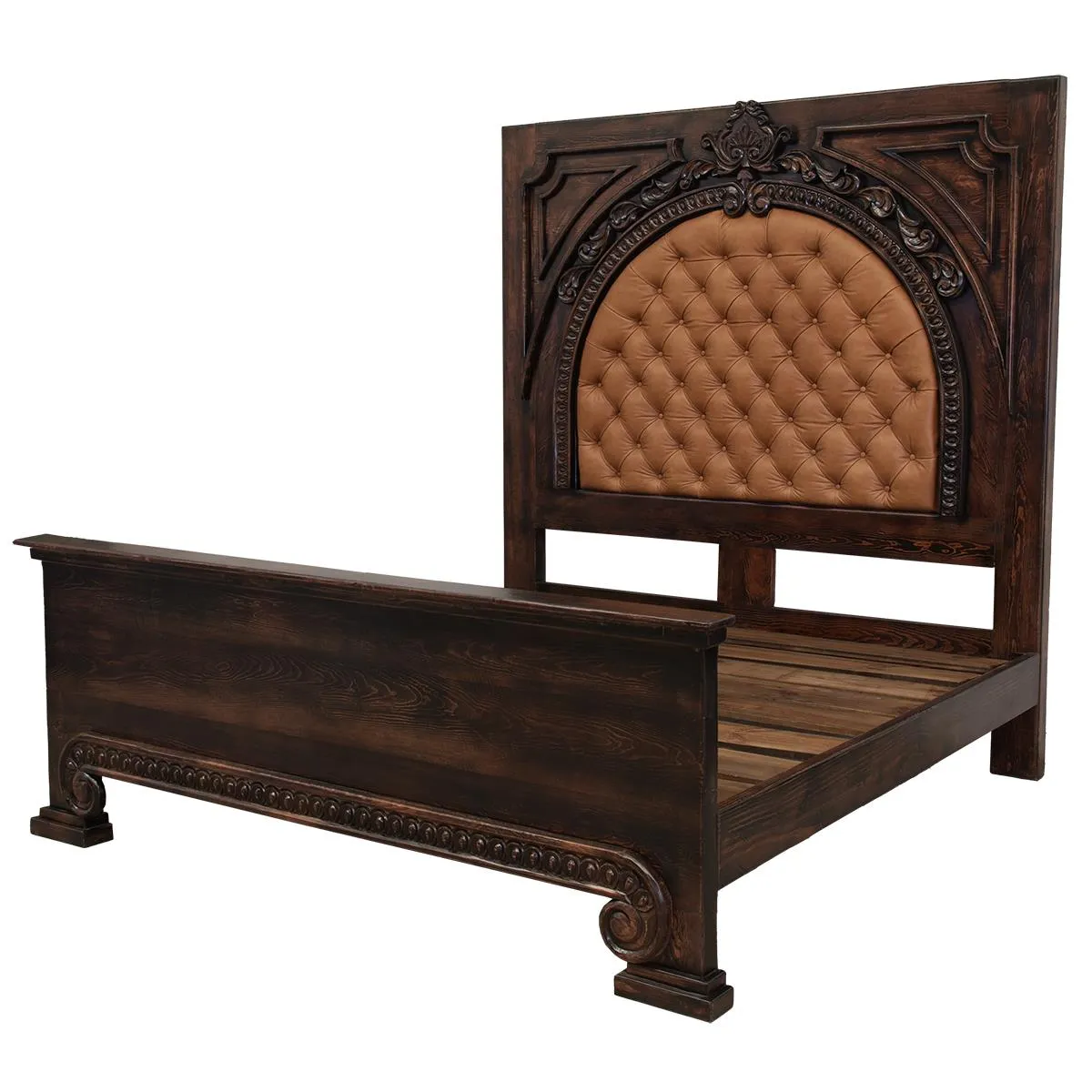 Spanish Manor Tufted Leather Bed