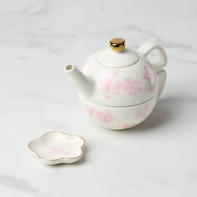 Spring Pansies Tea For One With Tea Bag Holder