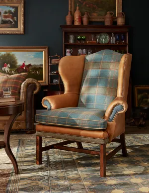Spruce Plaid & Leather Arm Chair vanity mirror, wall mirror