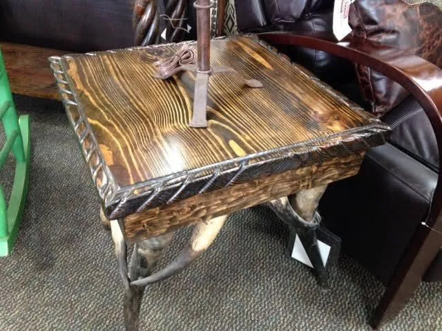 Square Cowhide & Horn Side Tables
