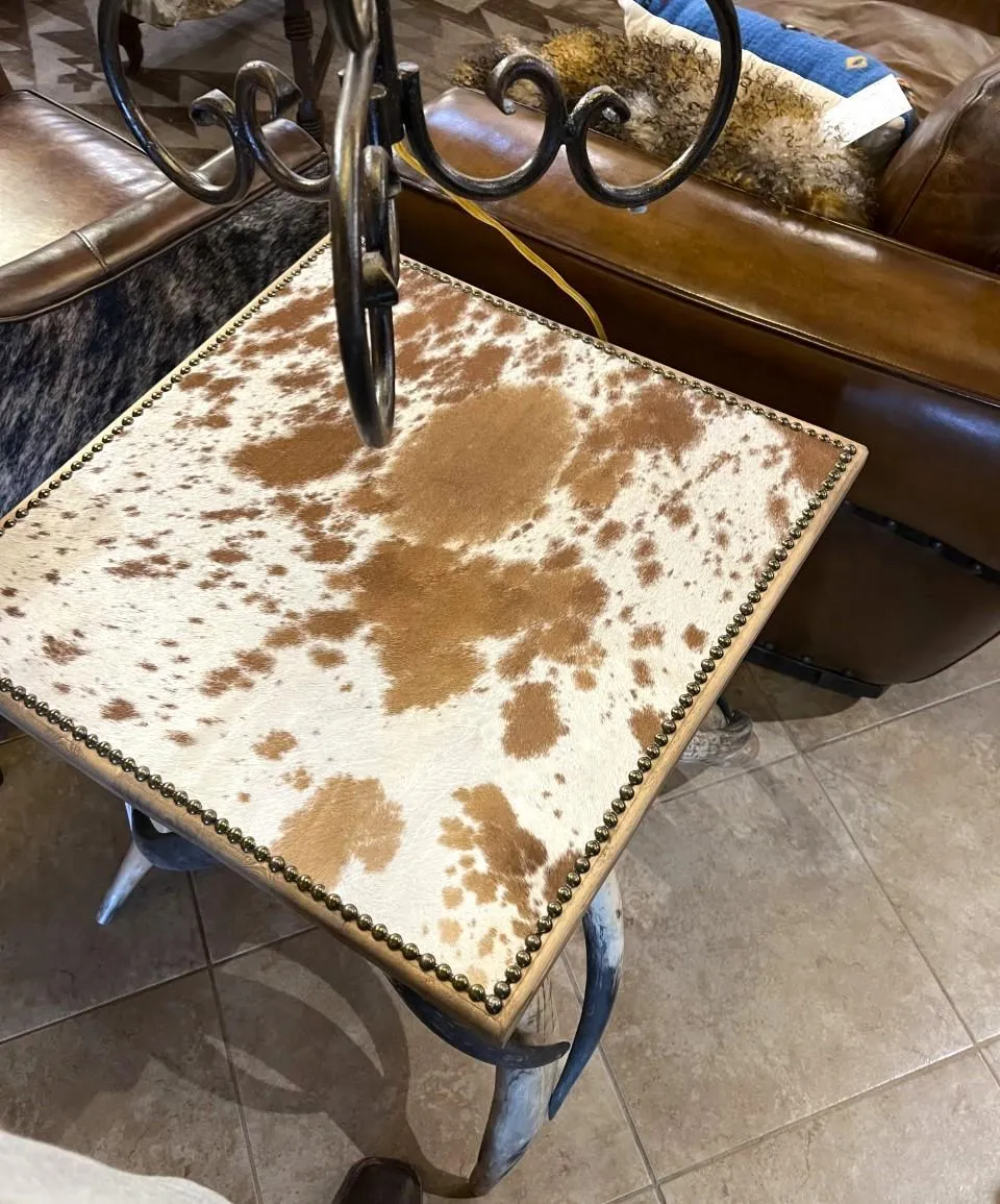 Square Cowhide & Horn Side Tables