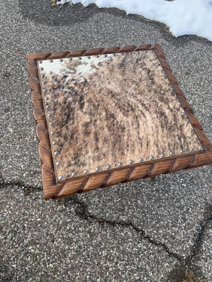 Square Cowhide & Horn Side Tables