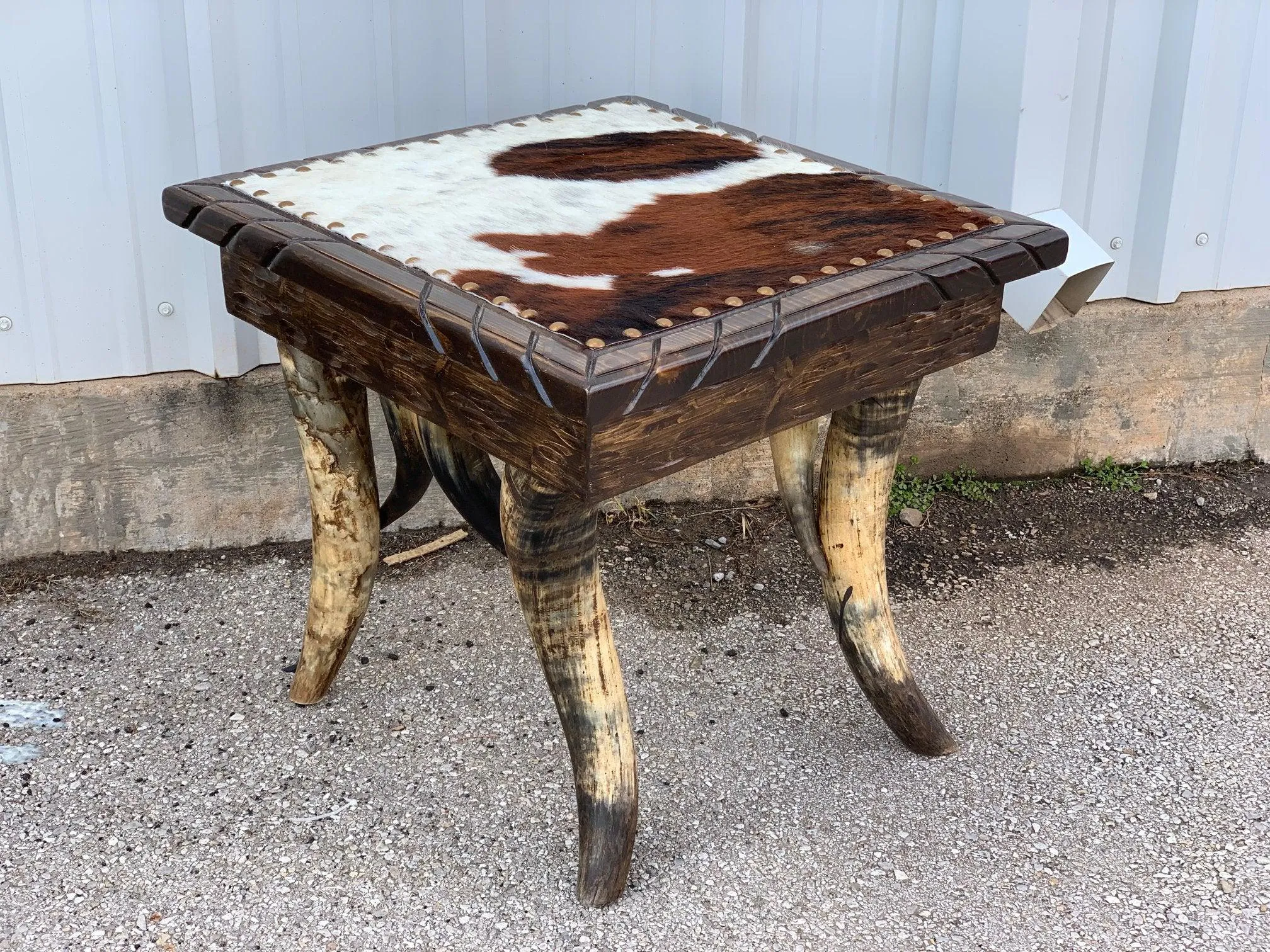 Square Cowhide & Horn Side Tables