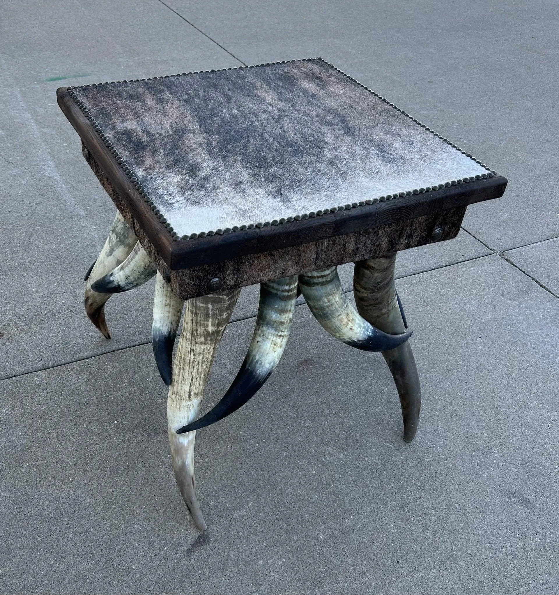 Square Cowhide & Horn Side Tables