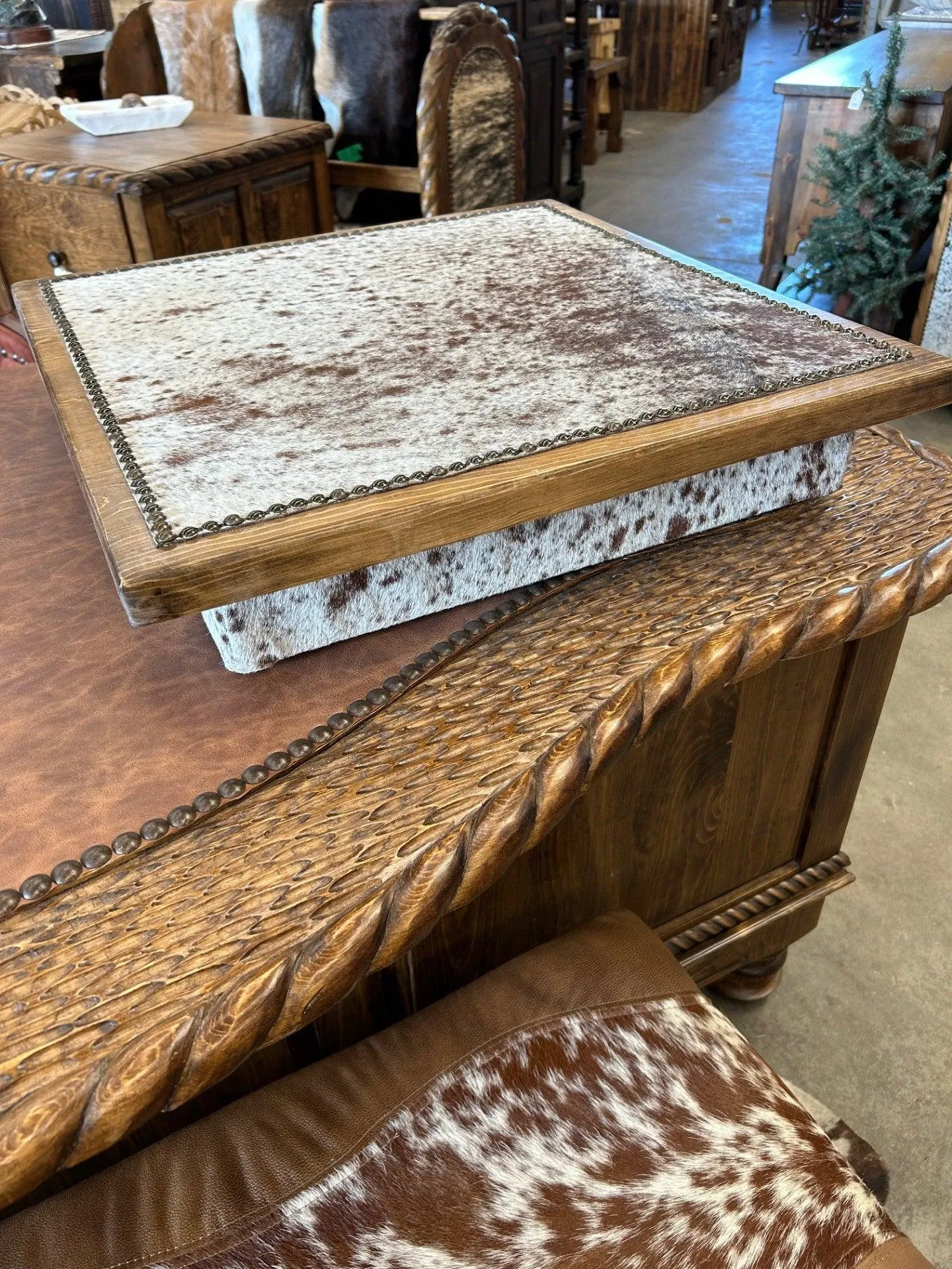 Square Cowhide & Horn Side Tables