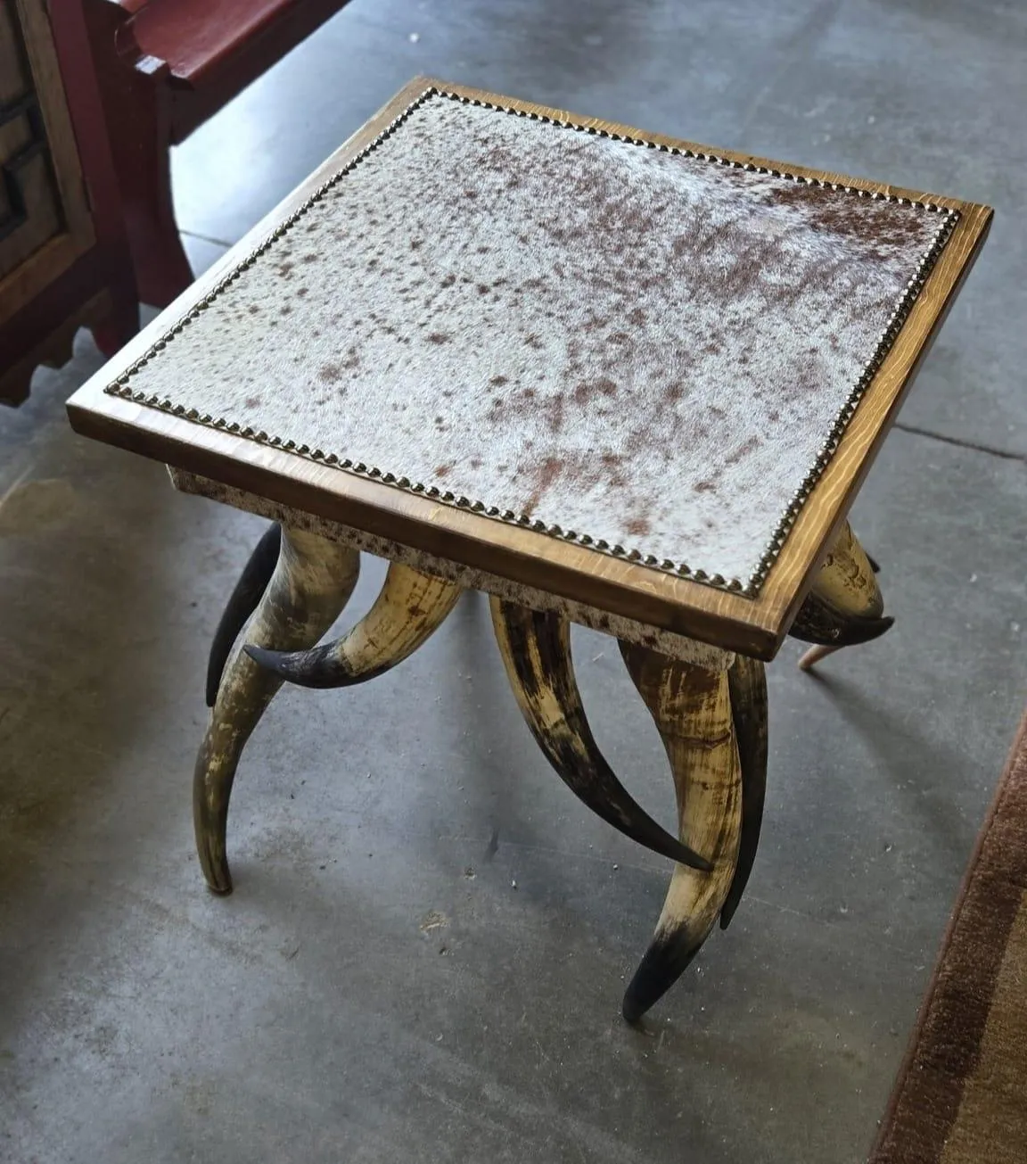 Square Cowhide & Horn Side Tables