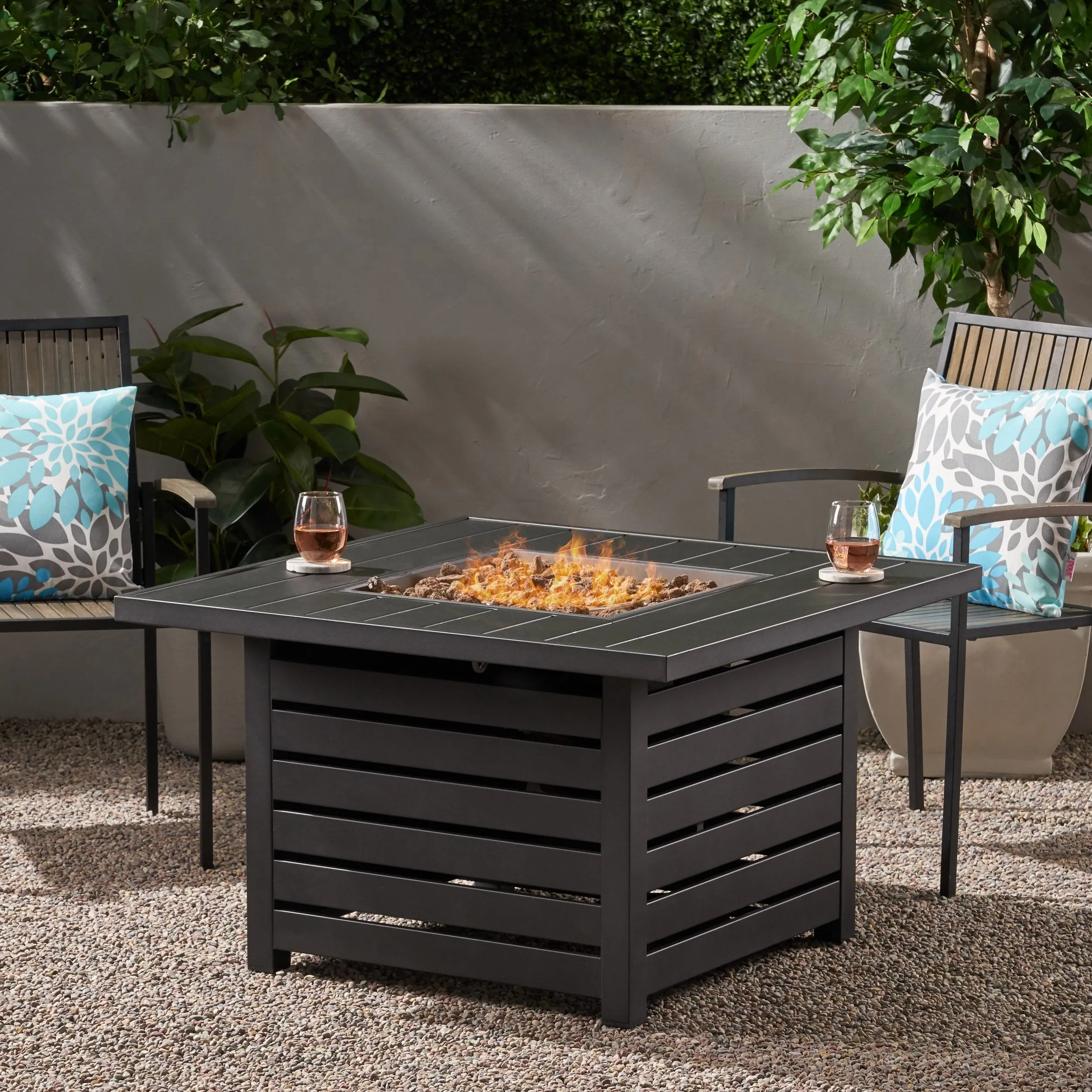 Square Iron Fire Pit - NH118013 patio chairs, outdoor seating
