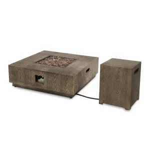 Square Wood Finish Propane Fire Pit - NH928213 floor chair, tatami chair