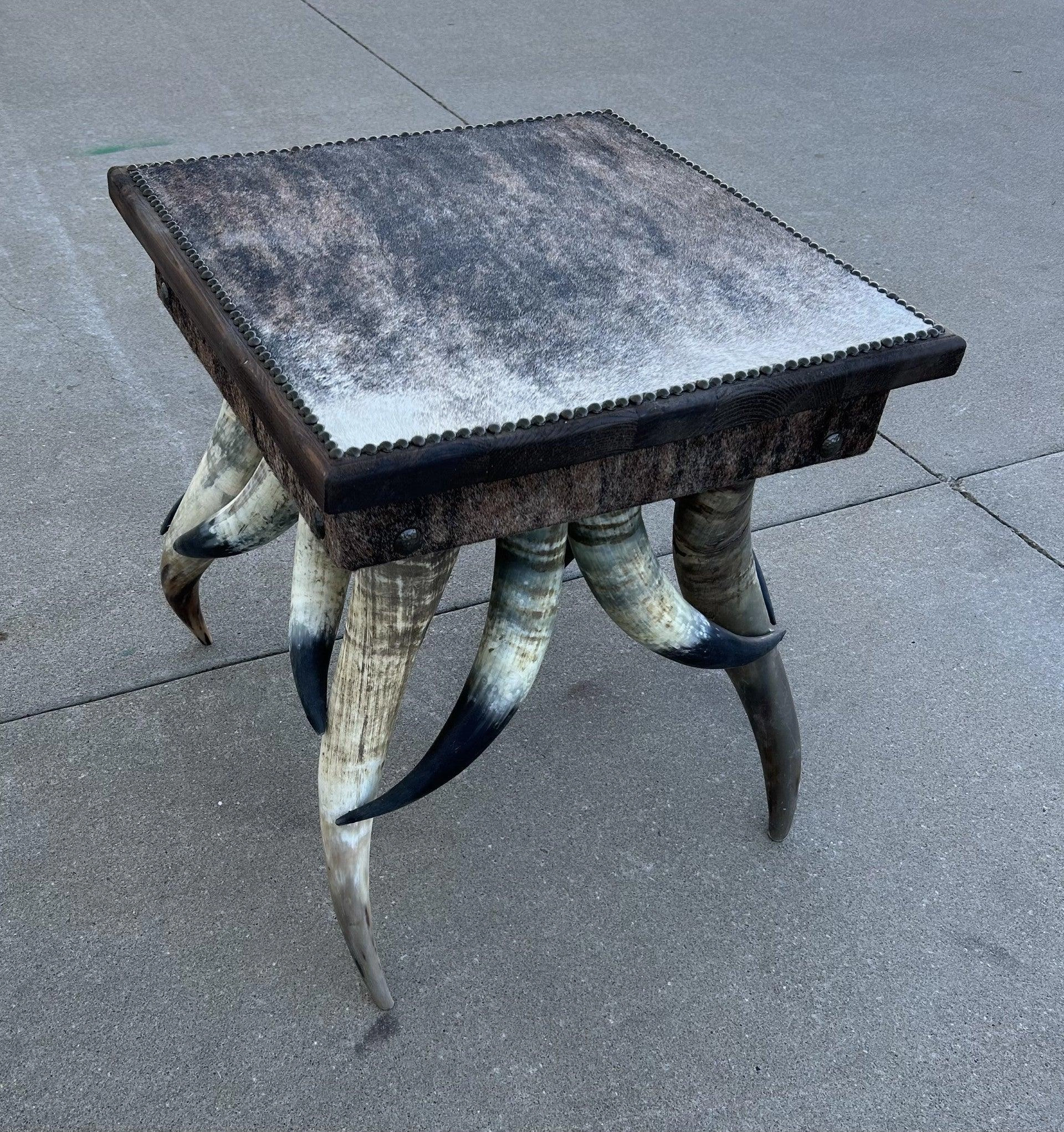 Square Cowhide & Horn Side Tables