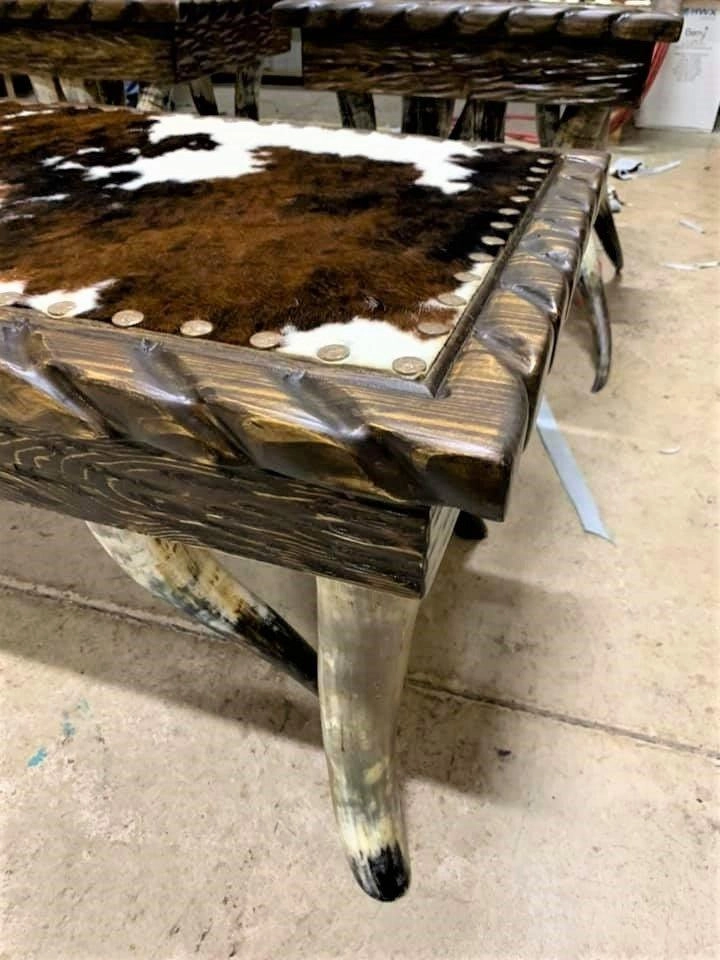 Square Cowhide & Horn Side Tables