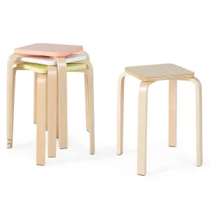Stackable Wooden Stools Set of 4, Portable 18-Inch Height Backless School Stools kitchen barstool, adjustable bar stool
