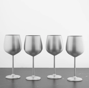 Stainless Steel Wine Glasses - Set Of 4