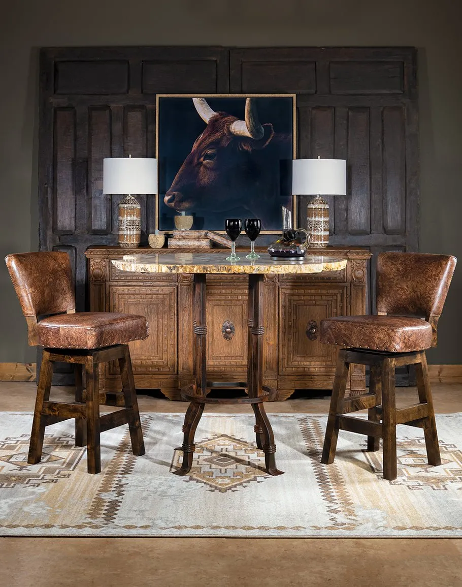 Stamped Leather Armless Bar Chairs