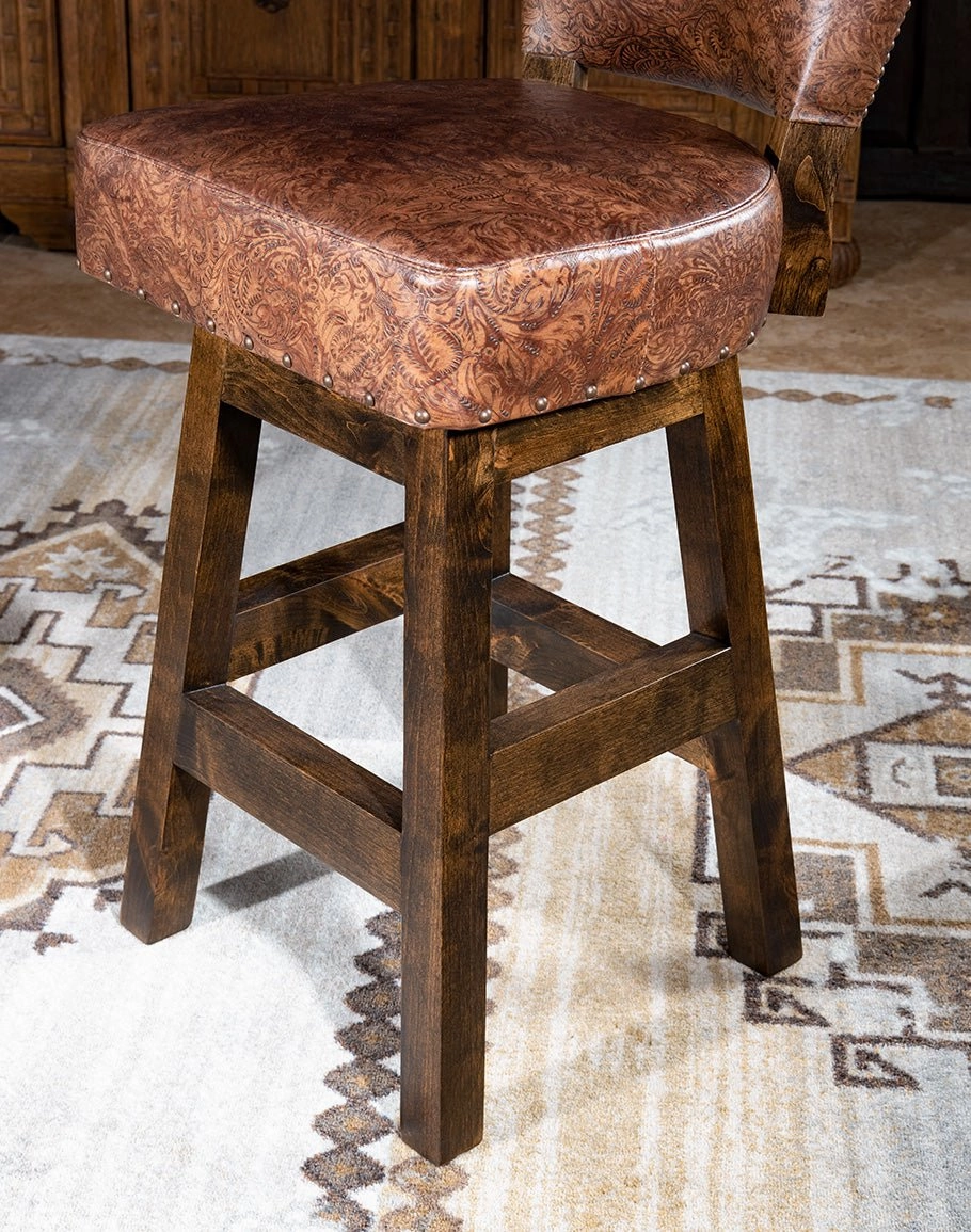 Stamped Leather Armless Bar Chairs