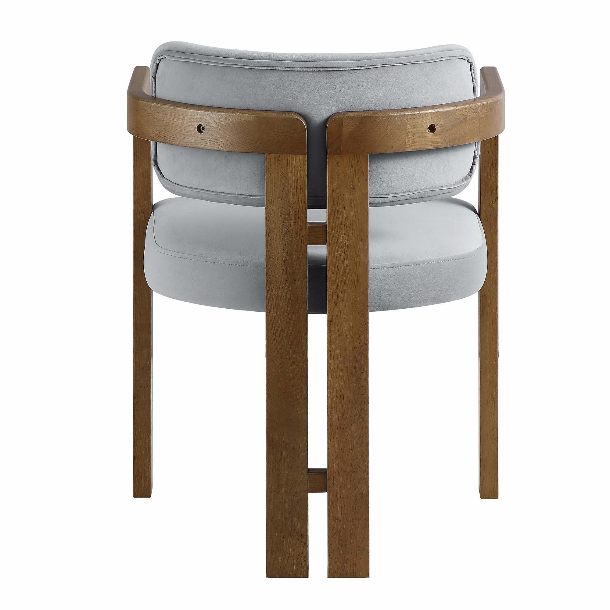 Stanford Curved Walnut Wood Frame Grey Velvet Chair