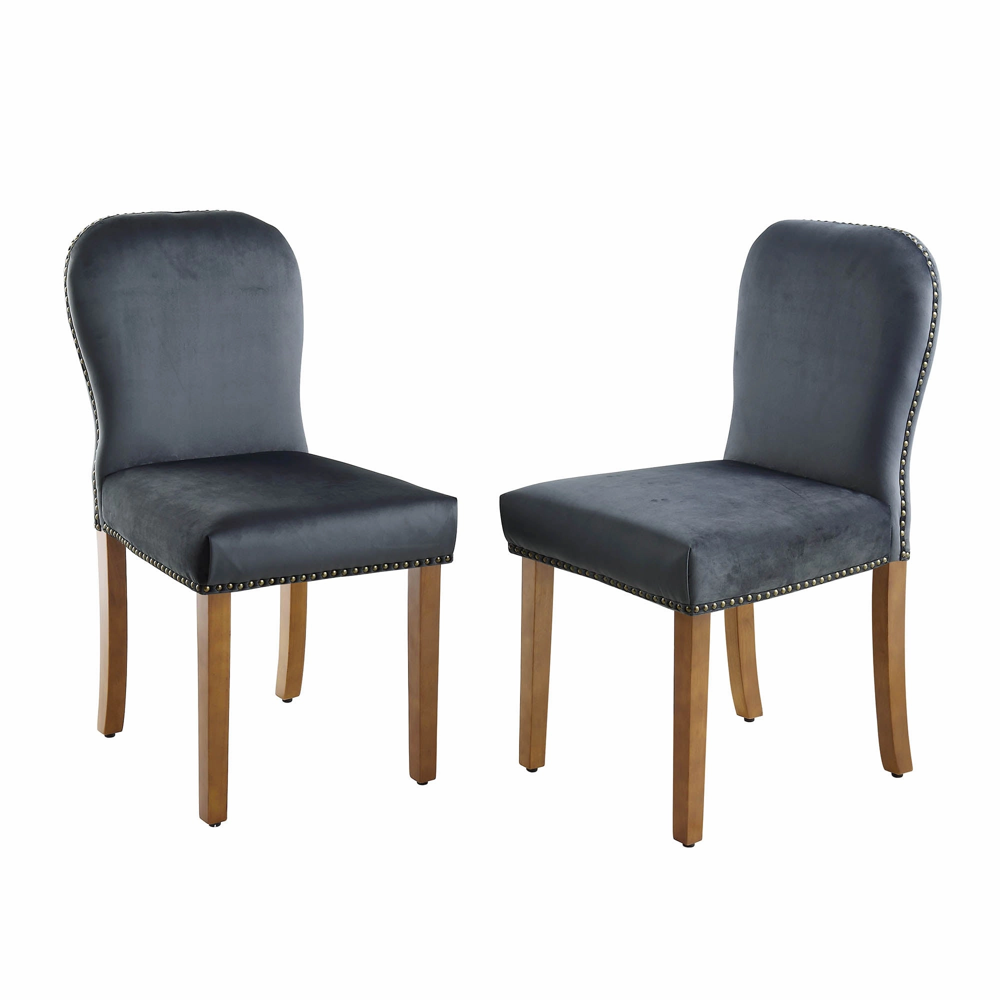 Stanway Set of 2 Grey Velvet Dining Chairs