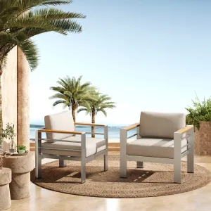 Steava Aluminum Outdoor Patio Club Chair with Beige Cushions patio chairs, outdoor seating