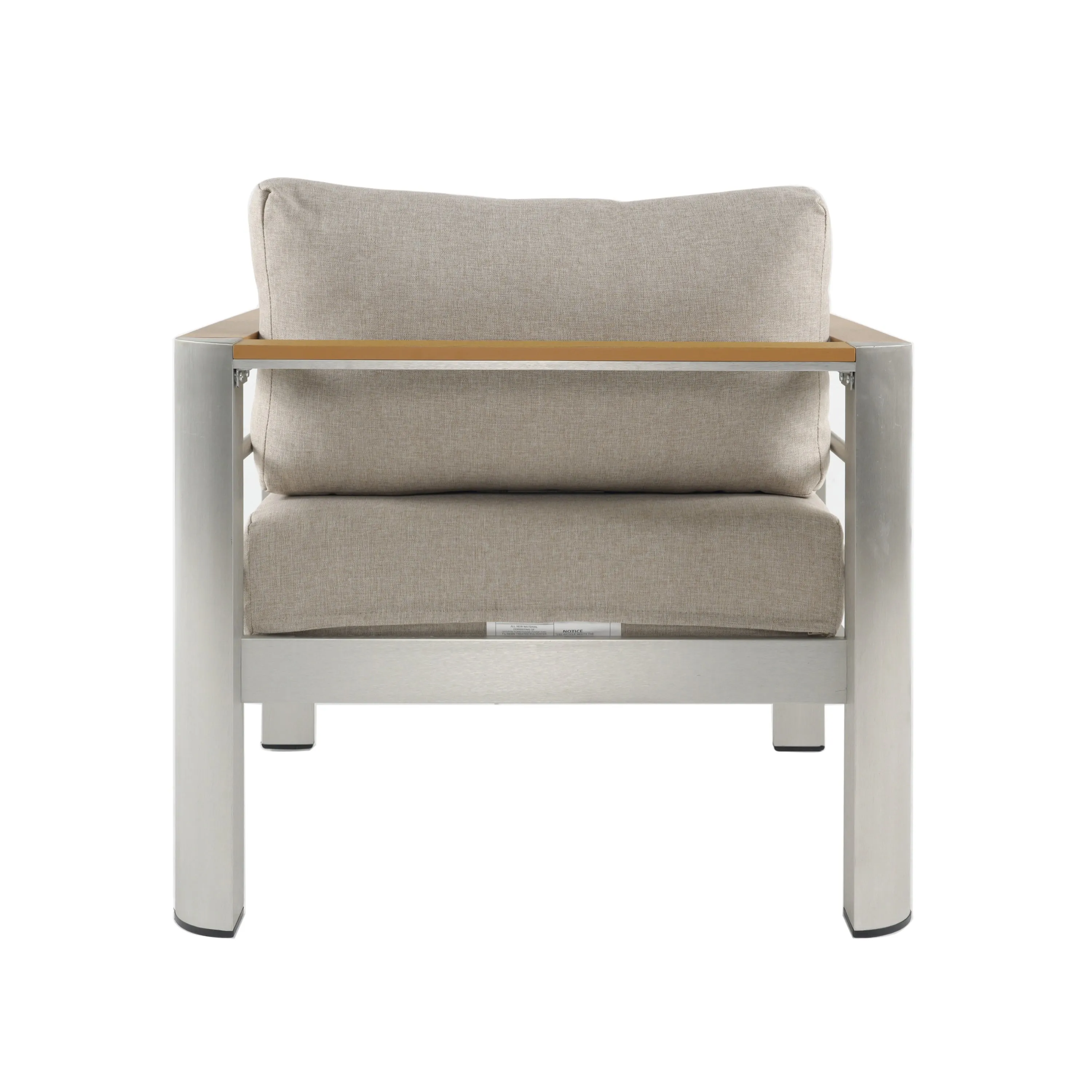 Steava Aluminum Outdoor Patio Club Chair with Beige Cushions