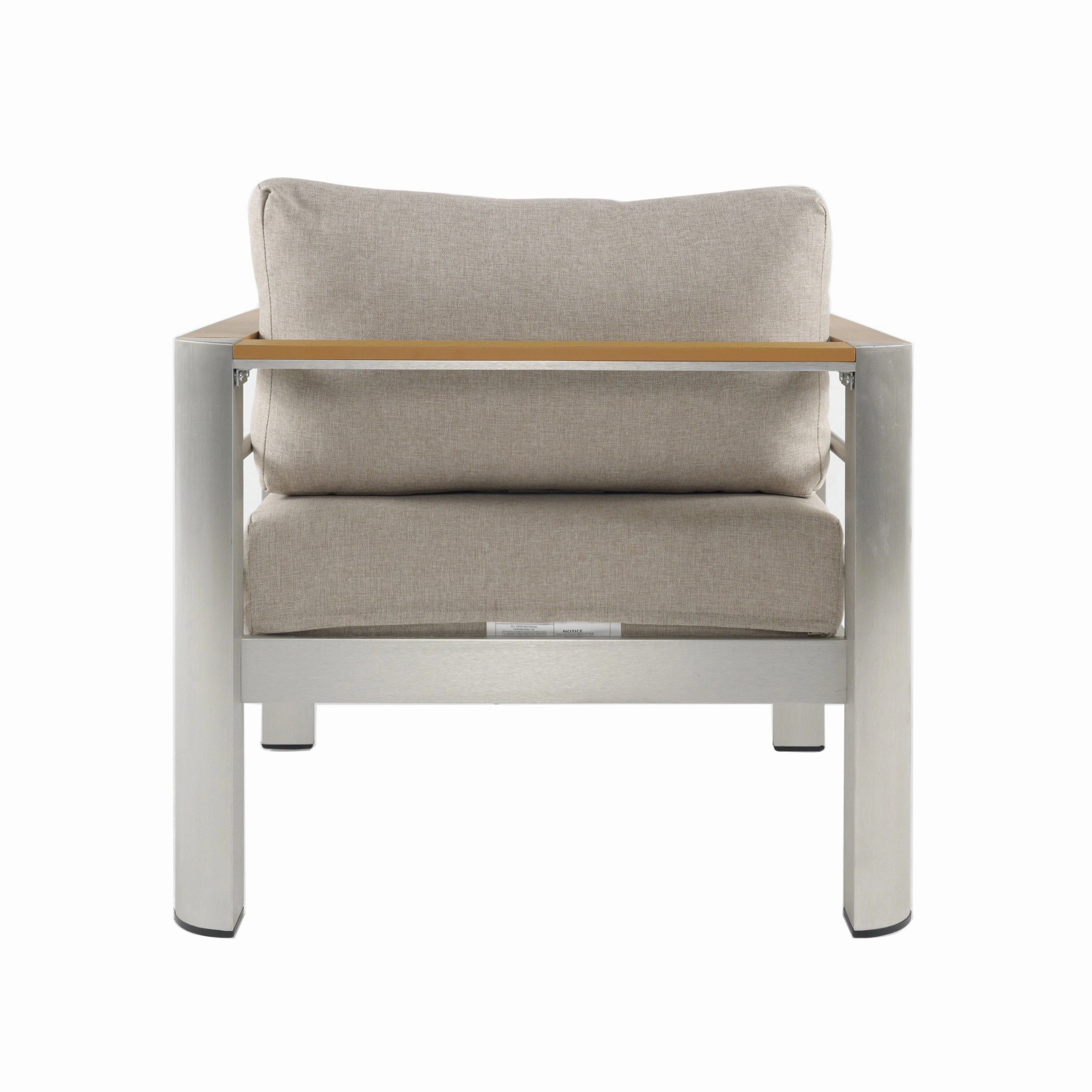 Steava Aluminum Outdoor Patio Club Chair with Beige Cushions