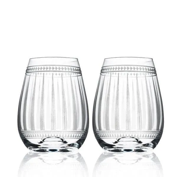 Stemless Crystal Wine Glasses - Set of 2