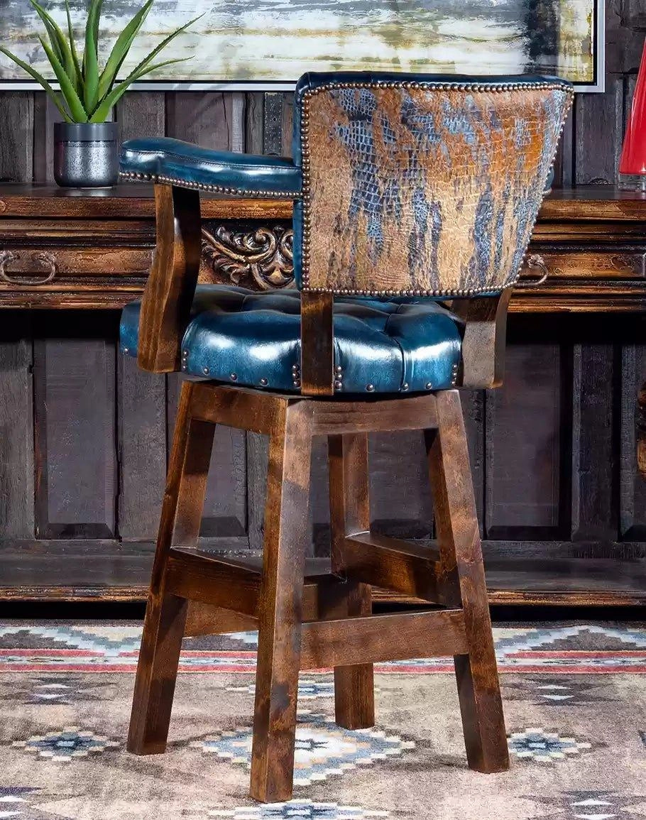 Stillwater Blue Leather Bar Chair glassware set, wine glass